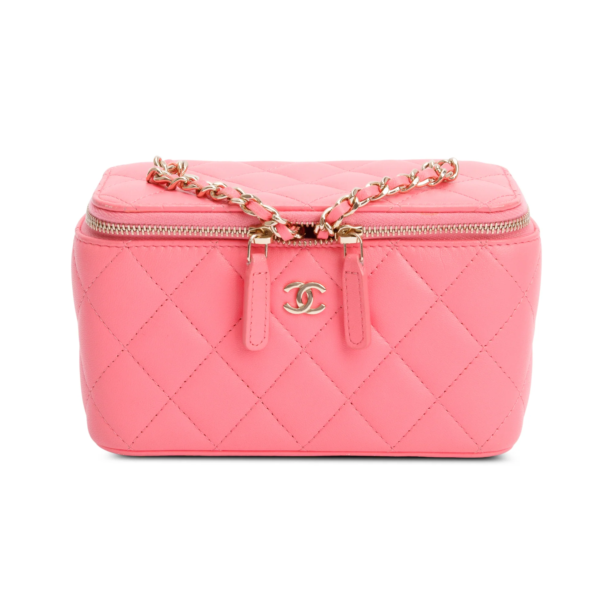 Chanel 2022 Pink Quilted Caviar Leather Small Vanity Case - Image 4