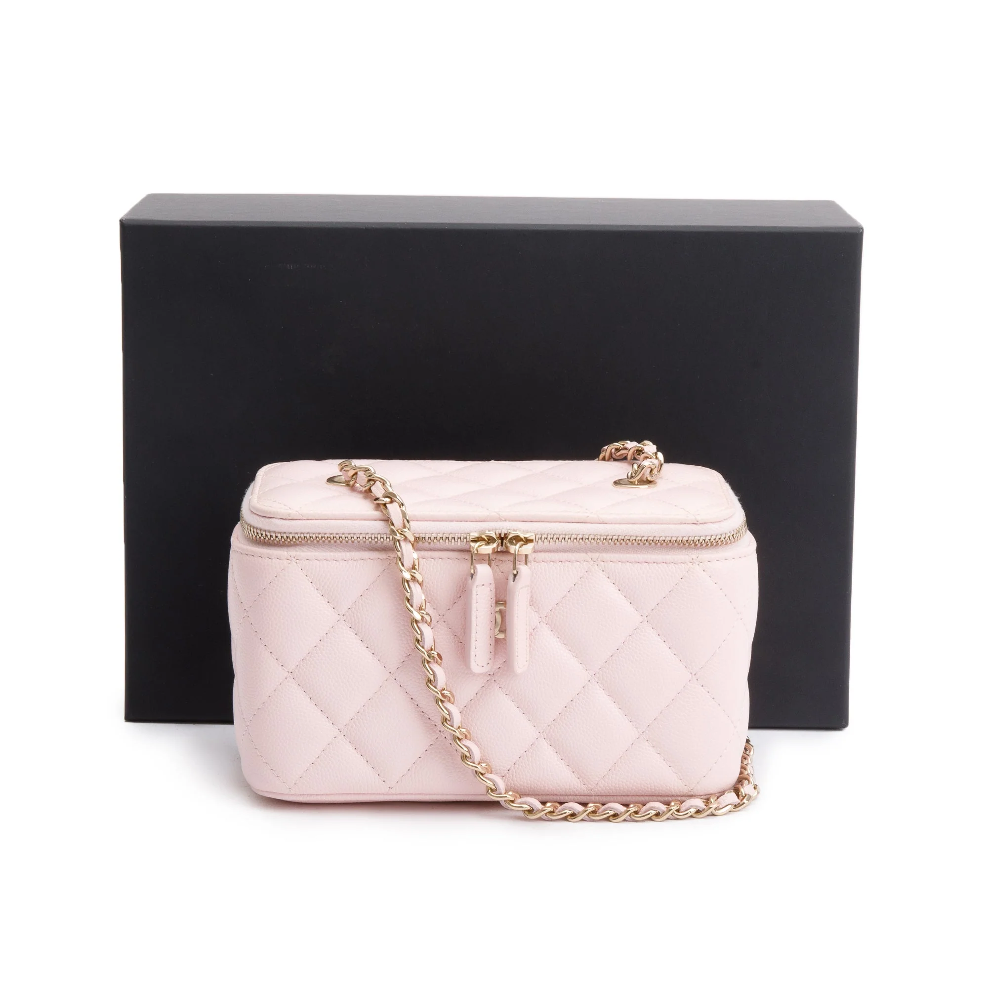 Chanel 2022 Pink Quilted Caviar Leather Small Vanity Case w/ Box - Image 2