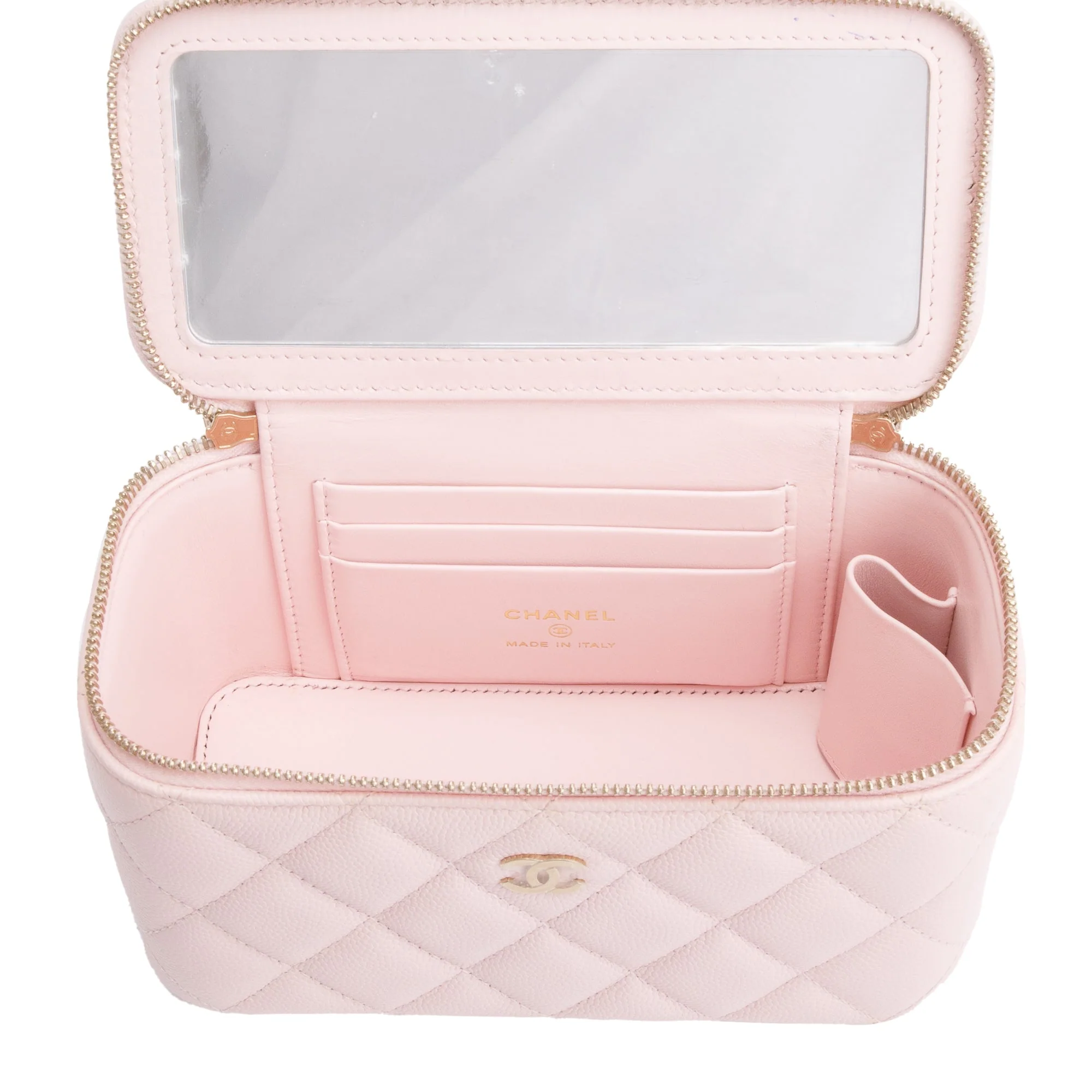 Chanel 2022 Pink Quilted Caviar Leather Small Vanity Case w/ Box - Image 8