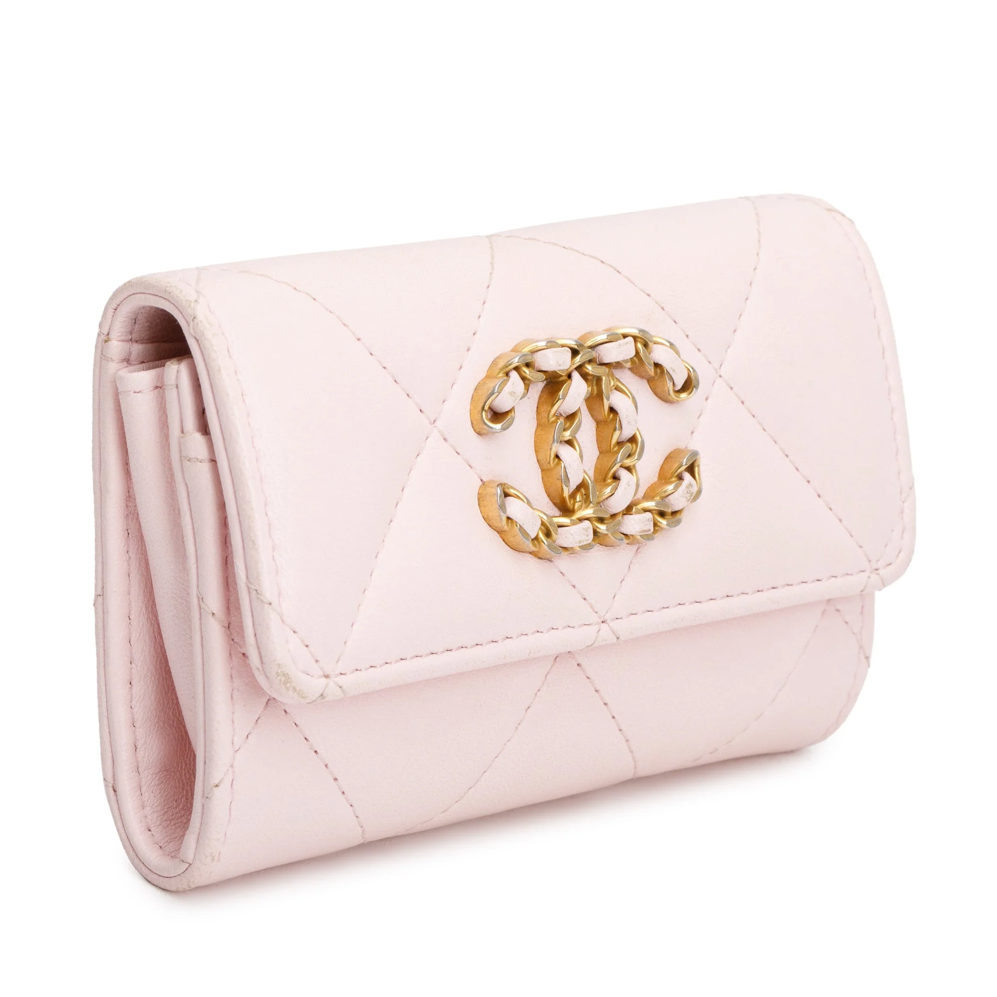 Chanel 2022 Pink Quilted Leather 19 Flap Card Holder w/ Authenticity Card - Image 2