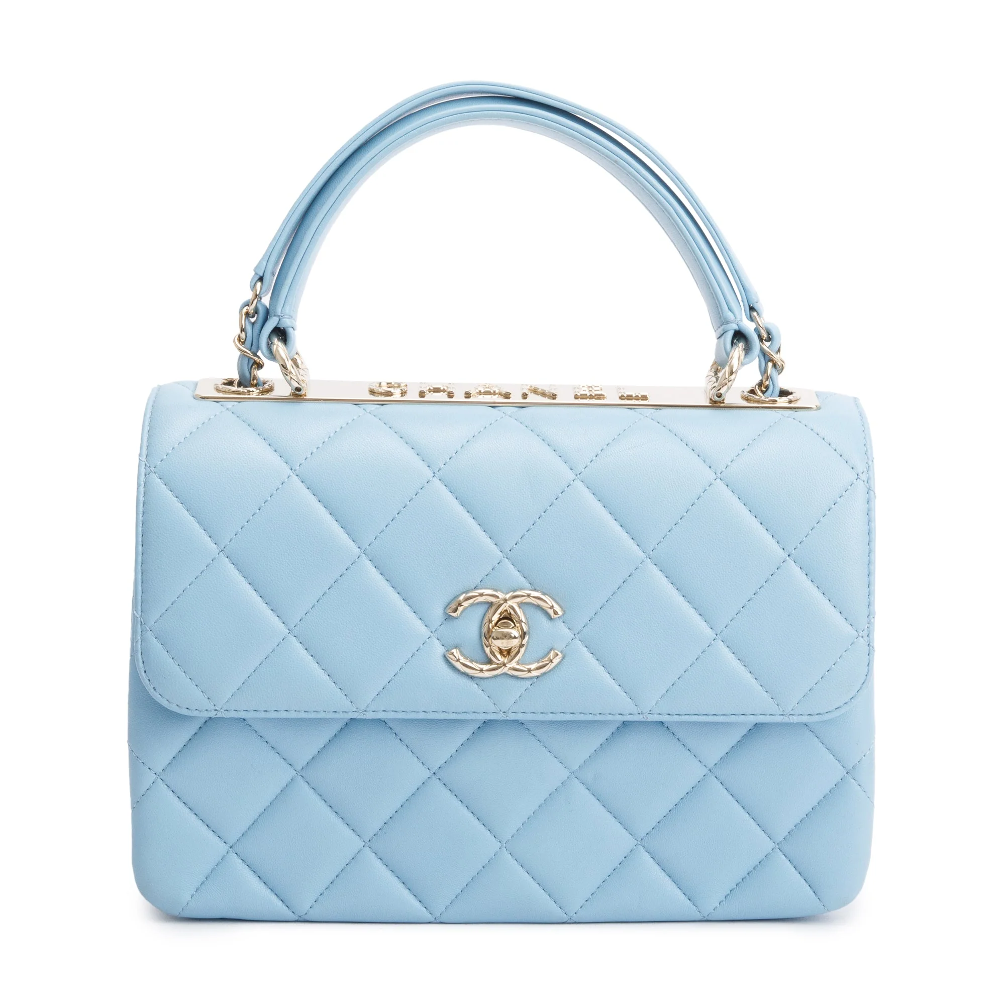 Chanel 2022 Tiffany Blue Lambskin Leather Small  Trendy CC Top Handle Flap Bag - Image 3