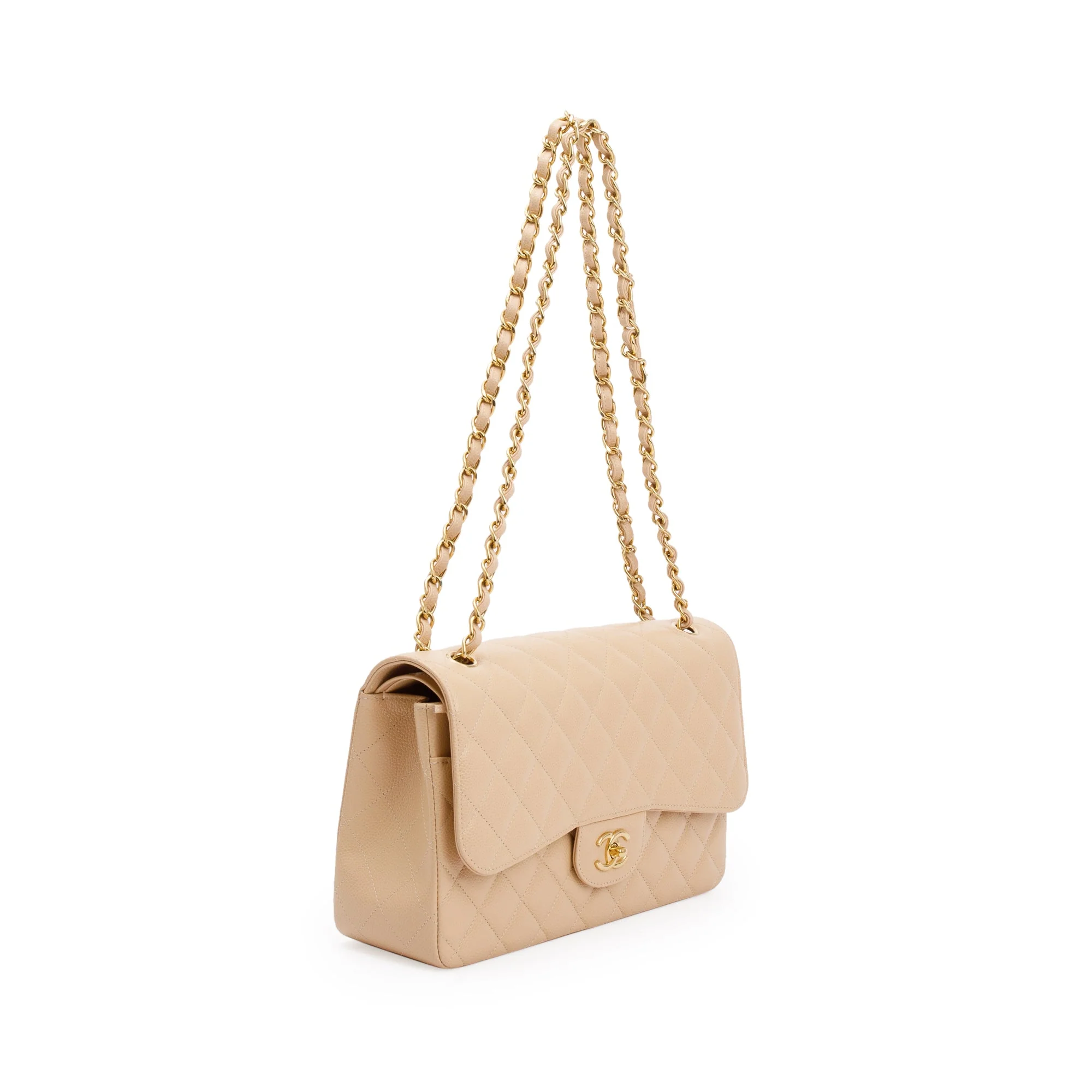 Chanel 2023 Beige Caviar Classic Jumbo Double Flap Bag w/ Box - Image 5