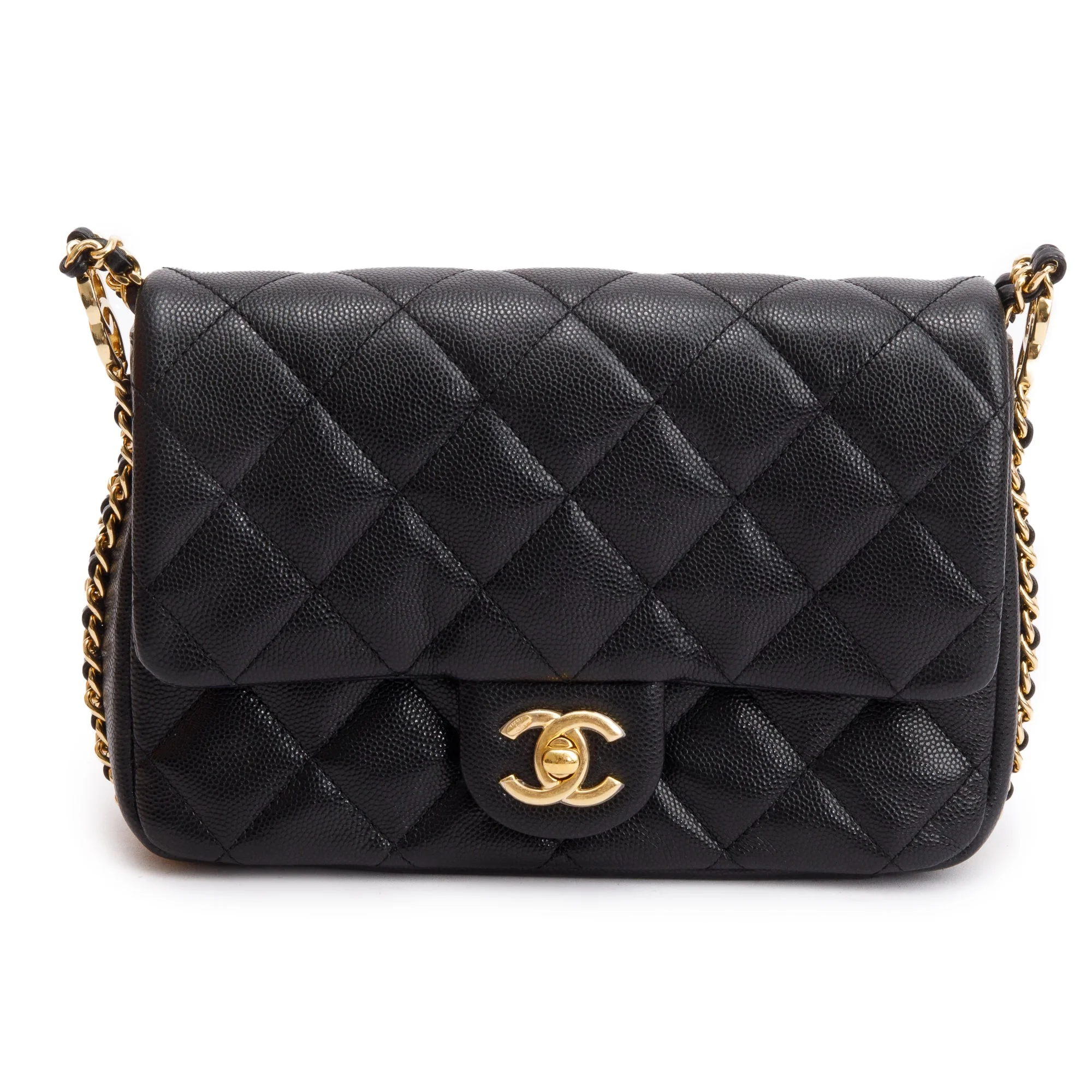Chanel 2023 Black Caviar Quilted Leather Mini CC You Flap Bag - Image 4