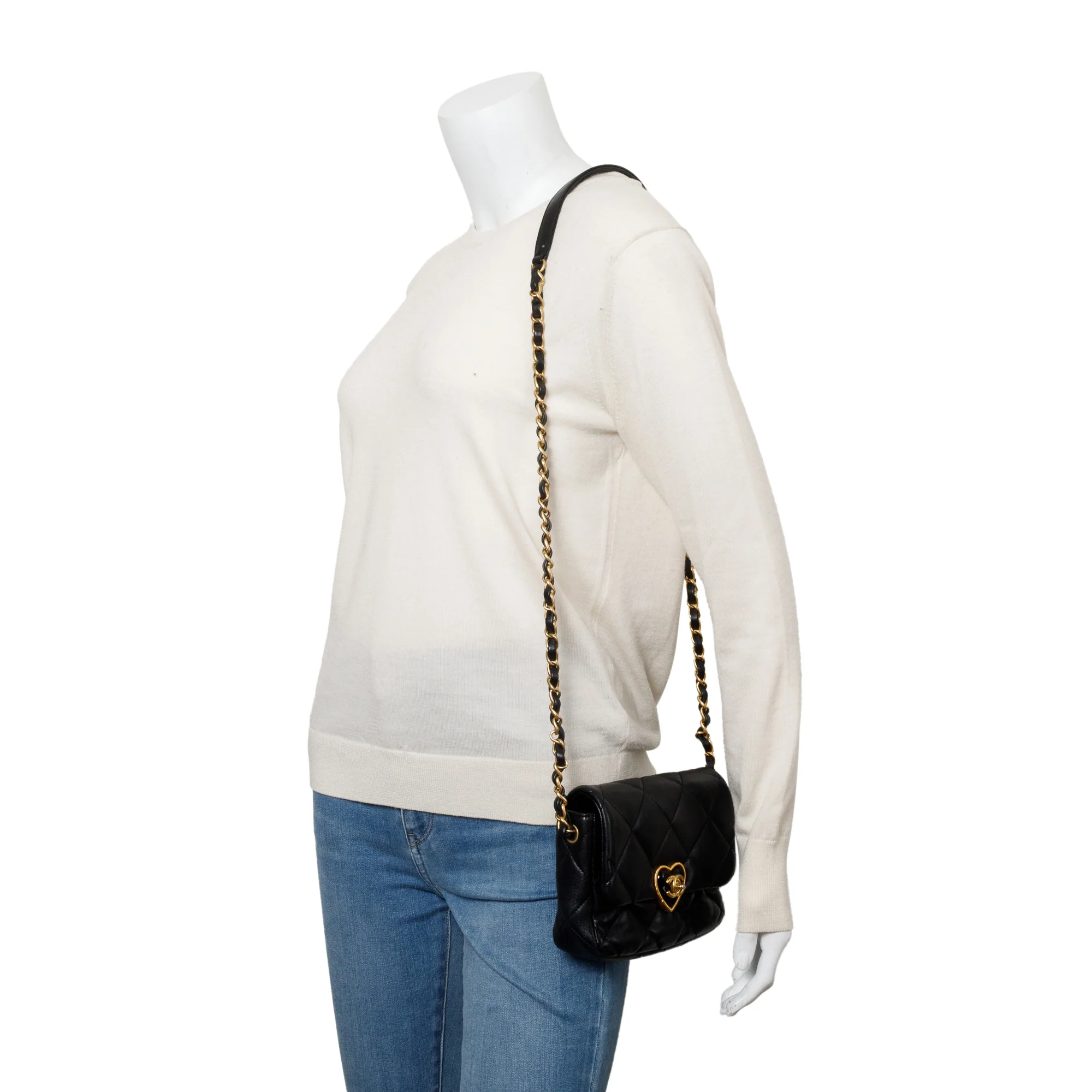 Chanel 2023 Black Quilted Calfskin Leather Coco Love Flap Bag w/ Box & Receipt - Image 11