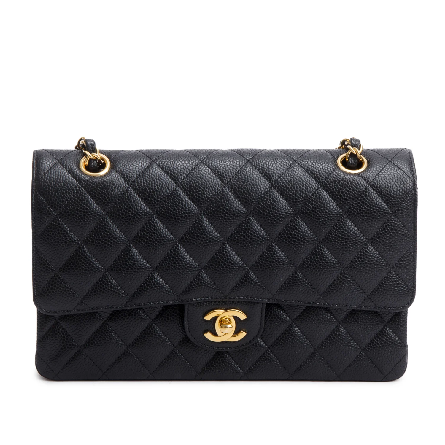 Chanel 2023 Black Quilted Caviar Leather Classic Medium Double Flap Bag w/ Box - Image 4