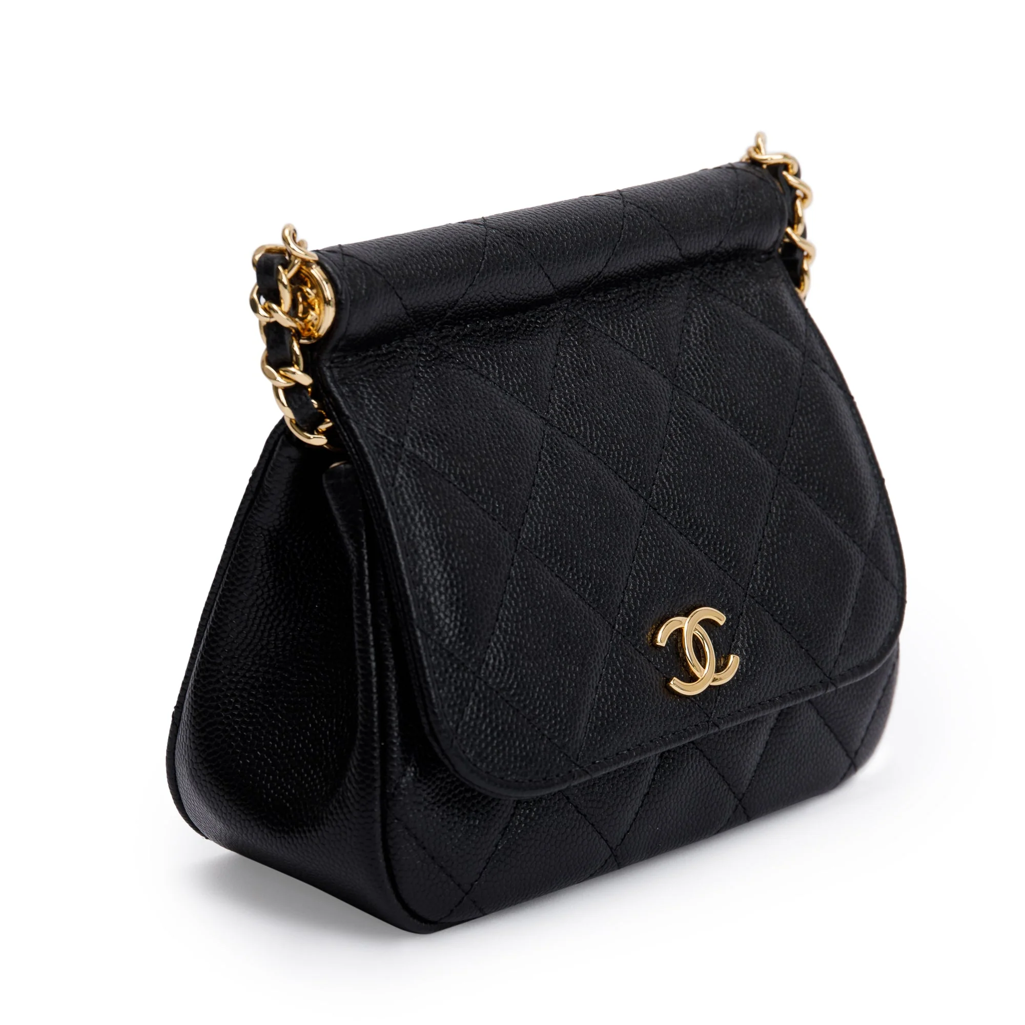 Chanel 2023 Black Quilted Caviar Micro Clutch with Chain w/ Box - Image 5