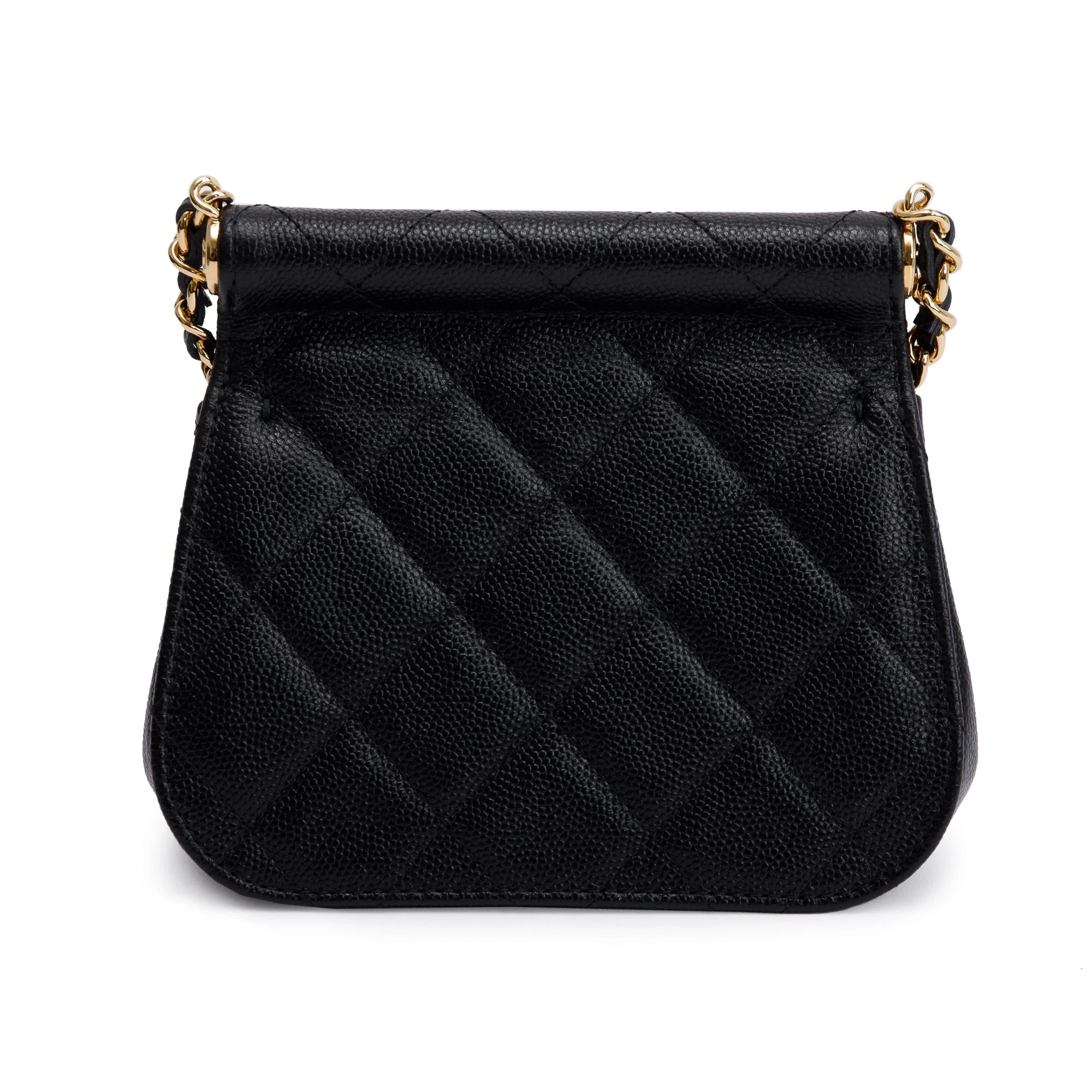 Chanel 2023 Black Quilted Caviar Micro Clutch with Chain w/ Box - Image 6