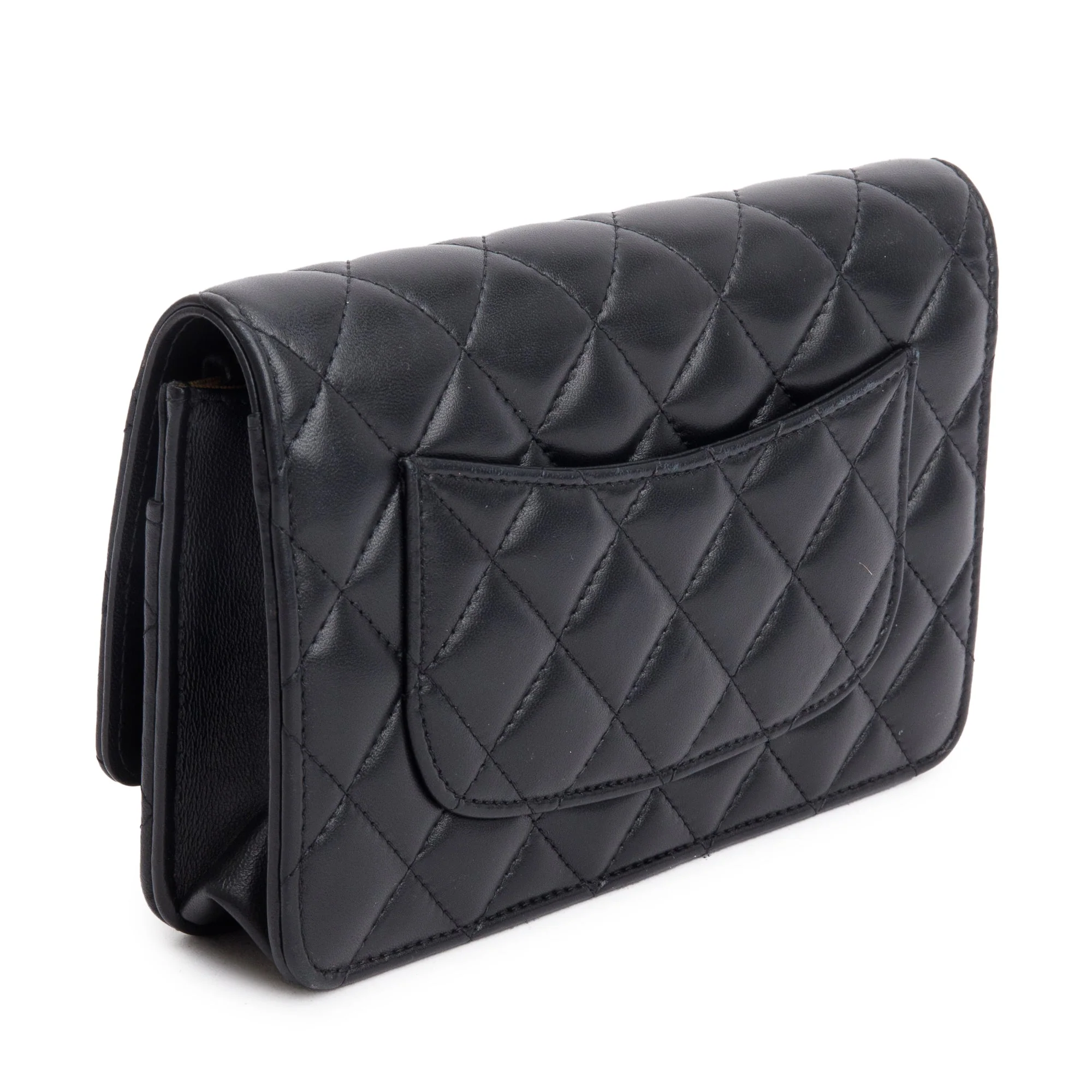 Chanel 2023 Black Quilted Lambskin Leather CC Pearl Crush Classic Wallet on Chain - Image 6