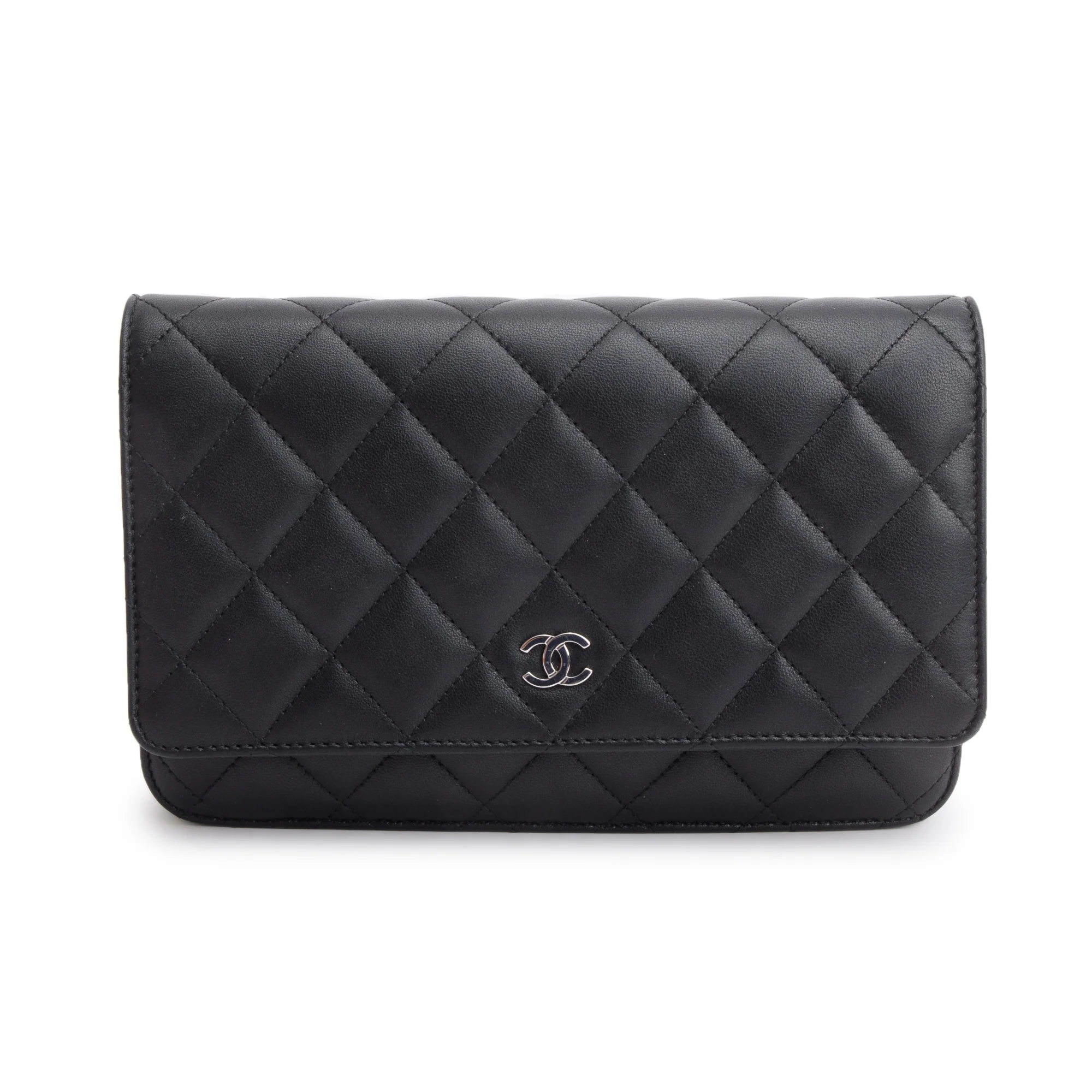 Chanel 2023 Black Quilted Lambskin Leather Classic Wallet on Chain w/ Box - Image 4