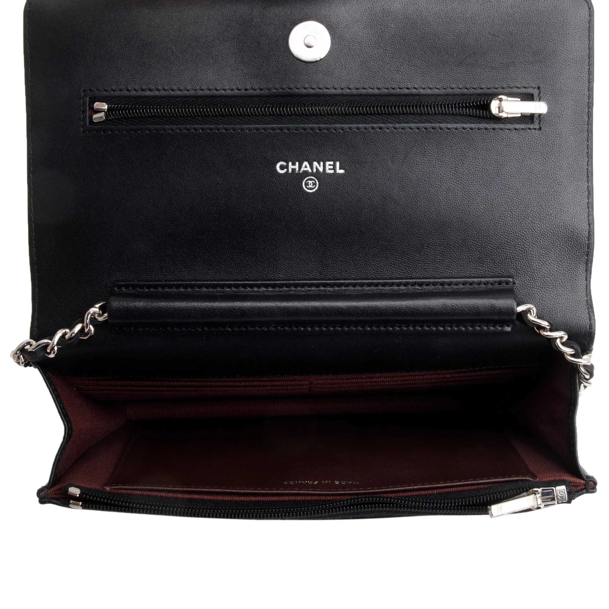 Chanel 2023 Black Quilted Lambskin Leather Classic Wallet on Chain w/ Box - Image 9