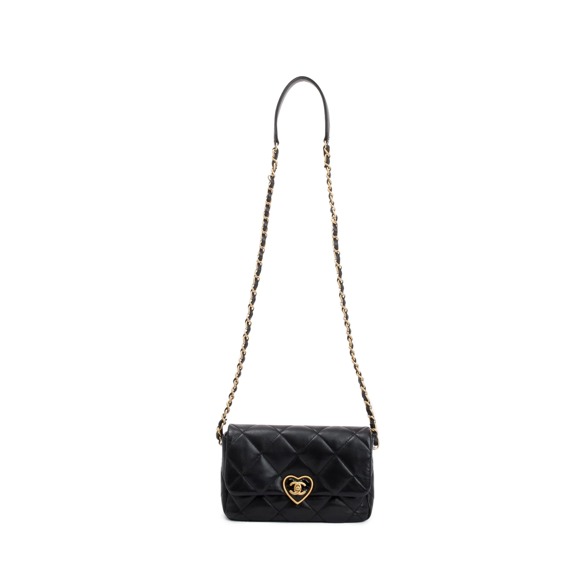 Chanel 2023 Black Quilted Lambskin Leather Small Heart Flap Bag w/ Box - Image 4