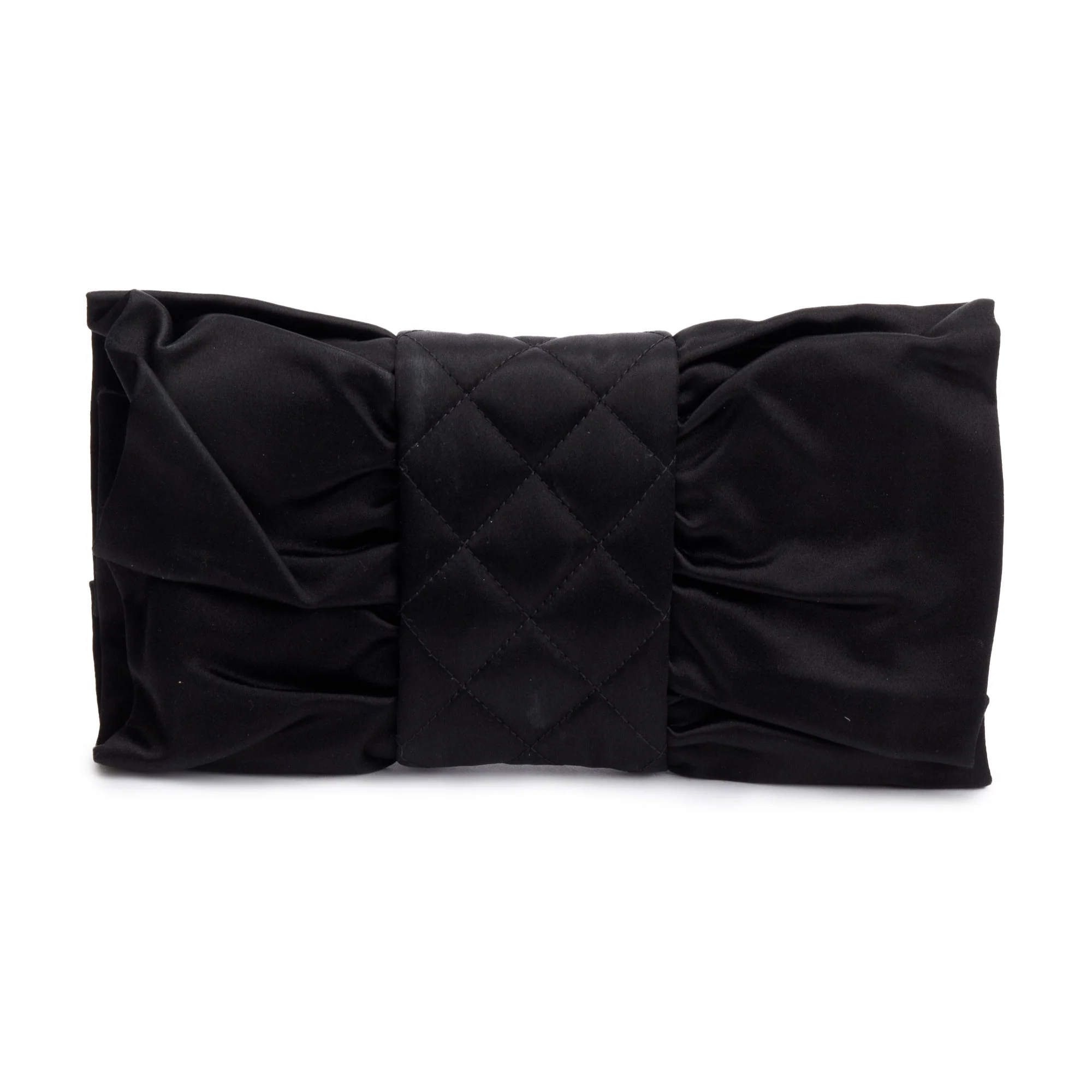 Chanel 2023 Black Quilted Satin Bow Clutch Crossbody - Image 5