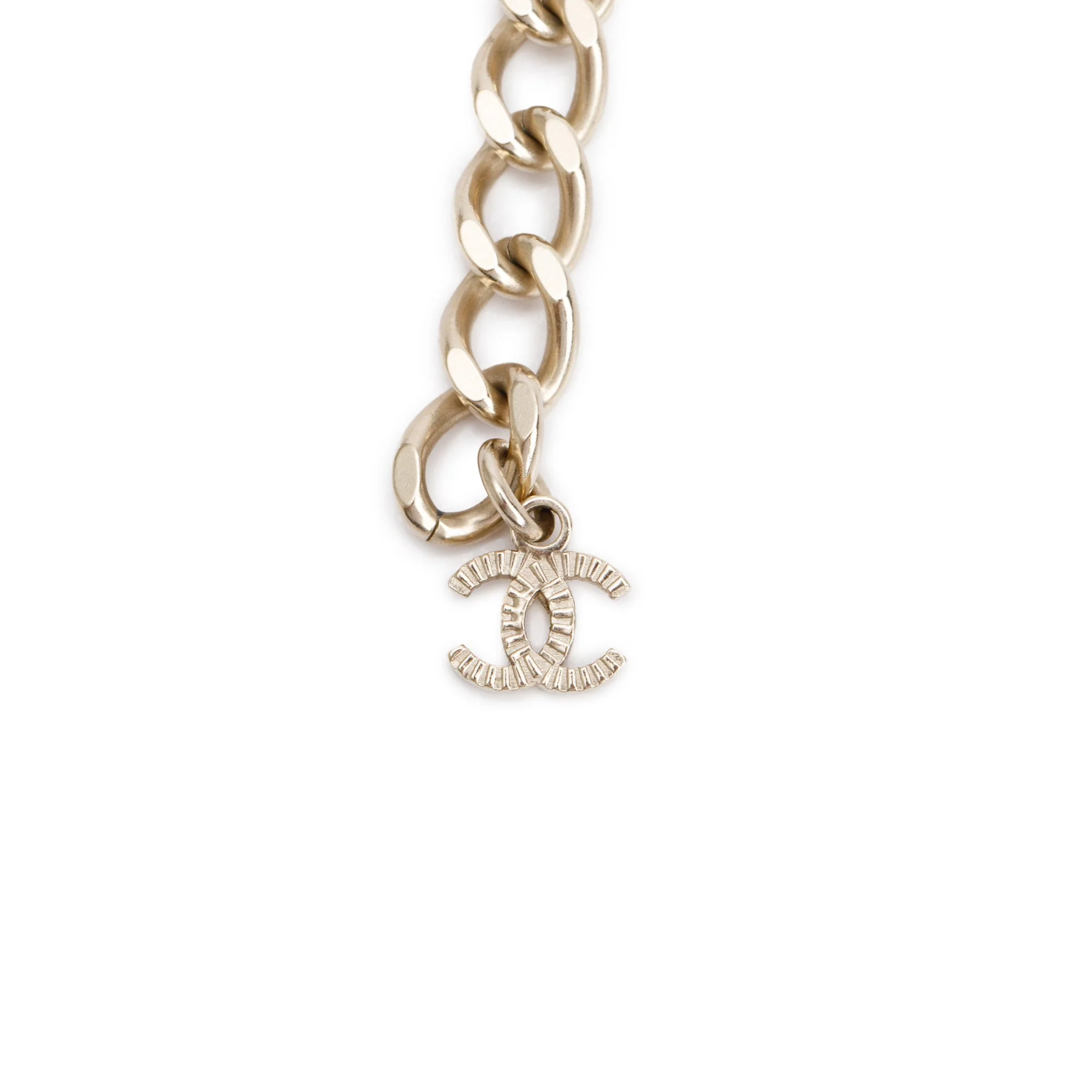 Chanel 2023 Gold Plated Faux Pearl Strass CC Drop Choker - Image 4