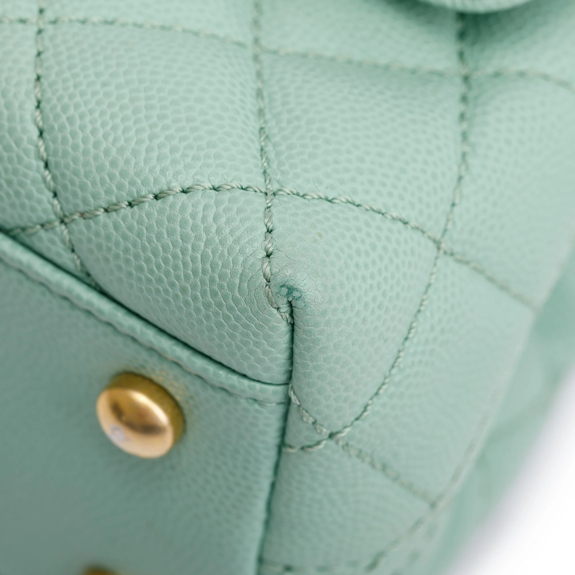 Chanel 2023 Green Quilted Caviar Leather Mini Coco Chain Handle Bag w/ Box - Image 8