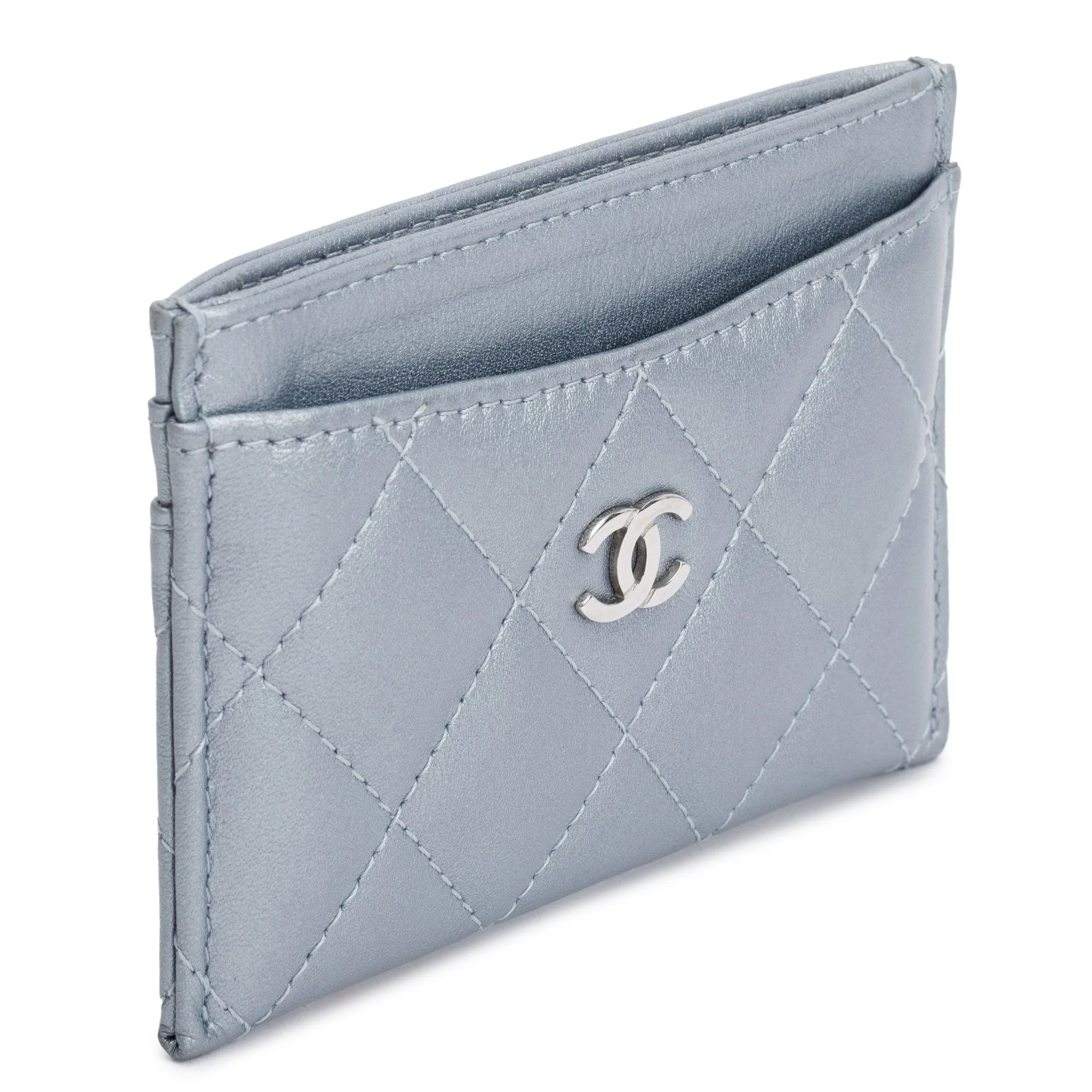 Chanel 2023 Metallic Blue Calfskin Leather Classic Card Holder - Image 2