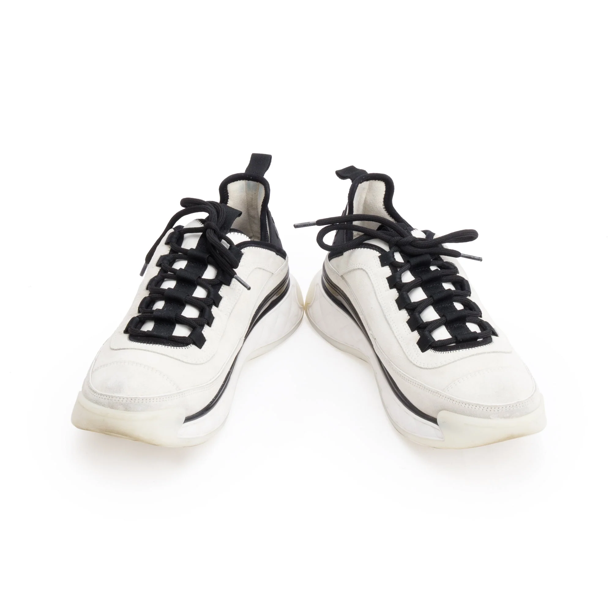 Chanel 2023 Neutral Suede CC Logo Chunky Sneakers, Size 41 w/ Box - Image 4