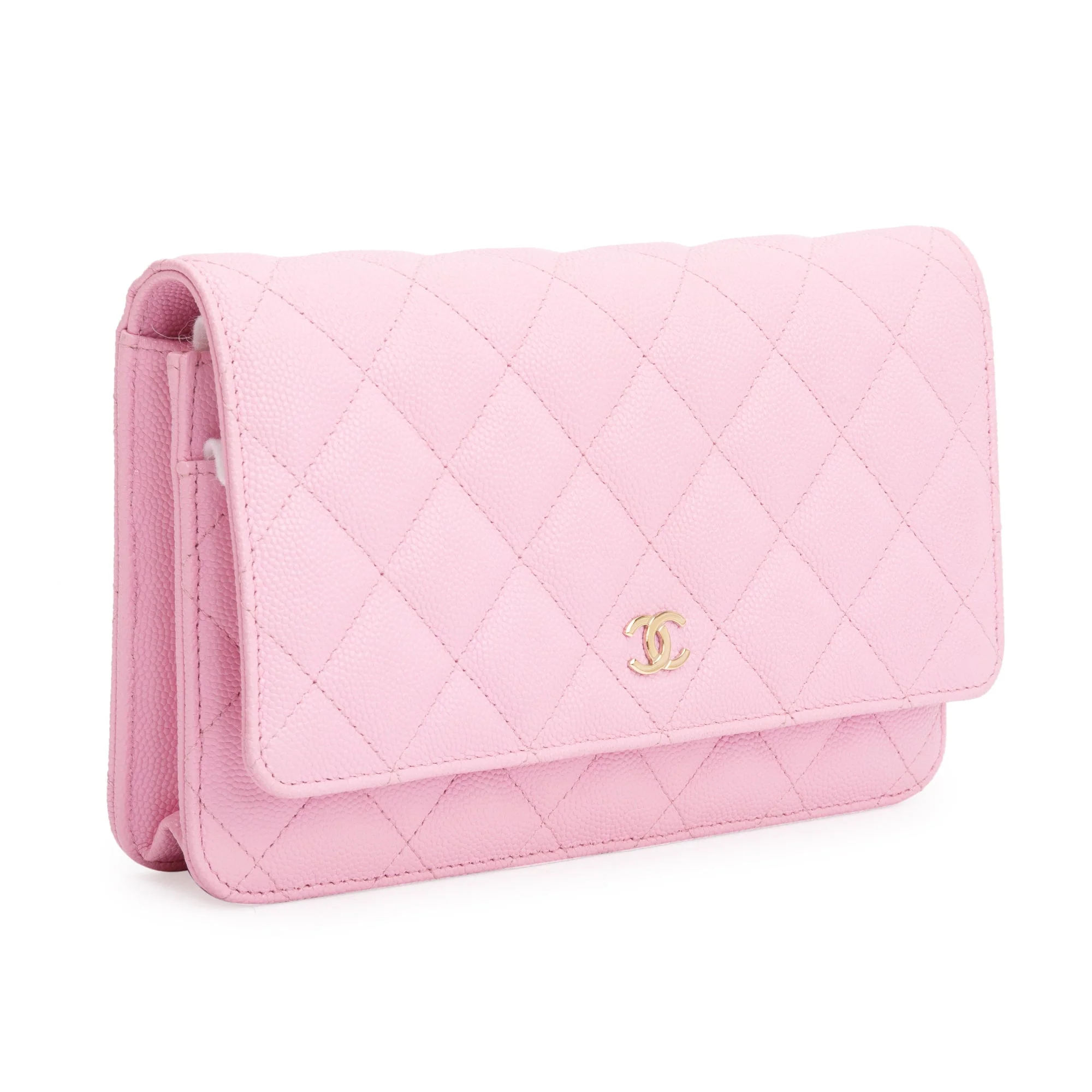 Chanel 2023 Pink Quilted Caviar Leather Classic Wallet on Chain w/ Box - Image 5