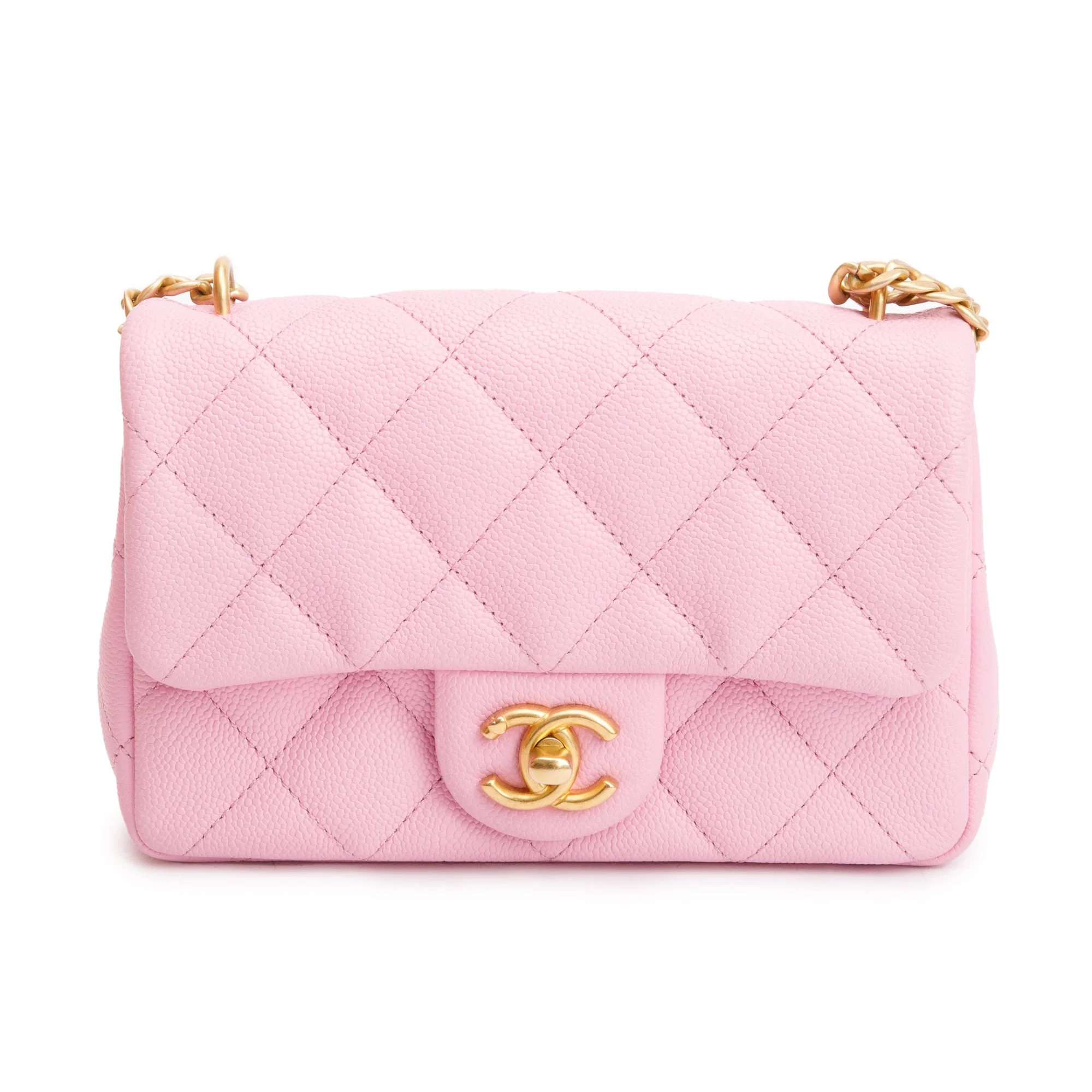 Chanel 2023 Pink Quilted Caviar Leather Sweetheart Crush Classic Rectangular Mini Flap Bag w/ Box - Image 4