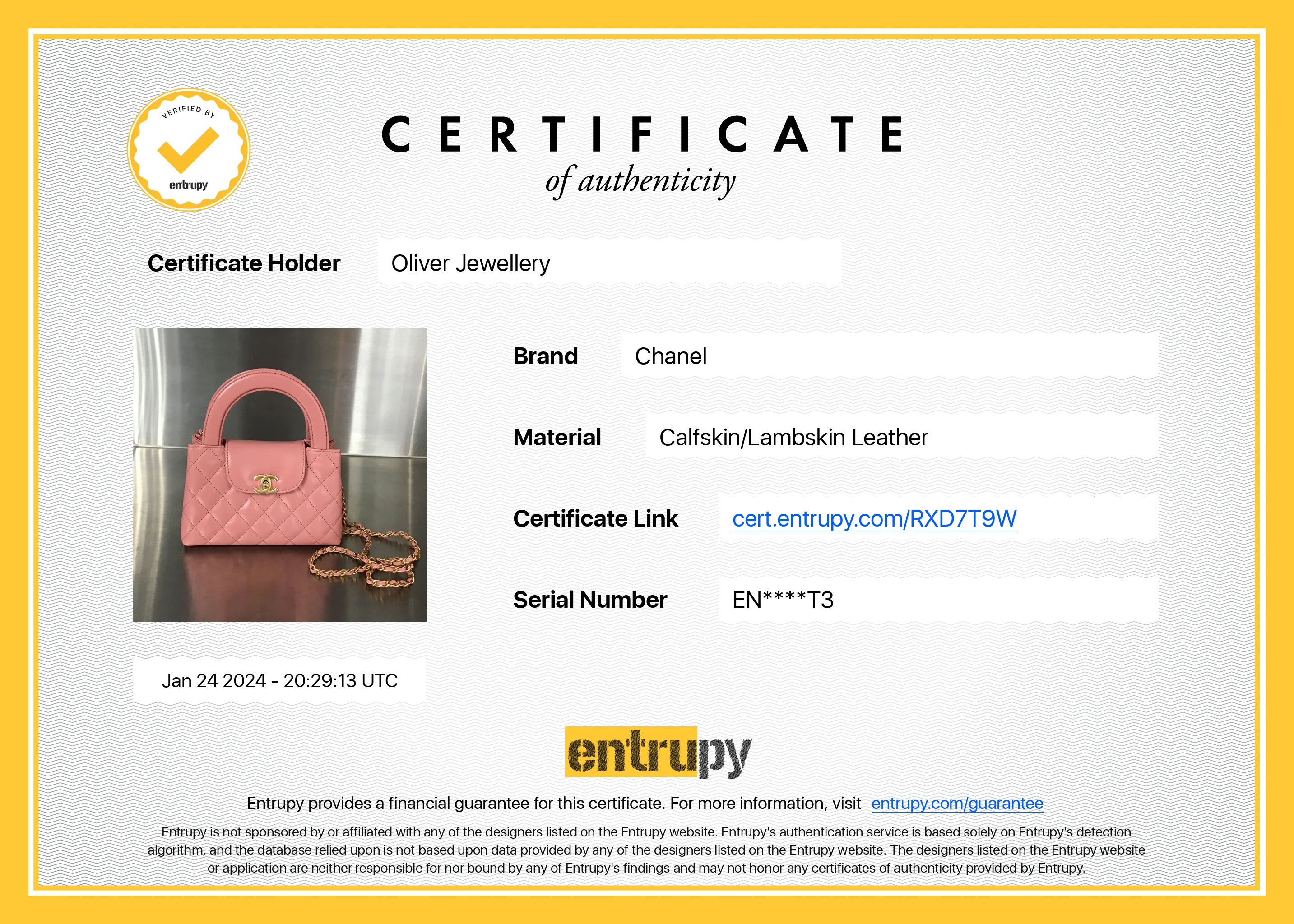 Chanel 2023 Pink Shiny Aged Calfskin Leather Mini Kelly Shopping Bag w/ Box & Receipt - Image 11
