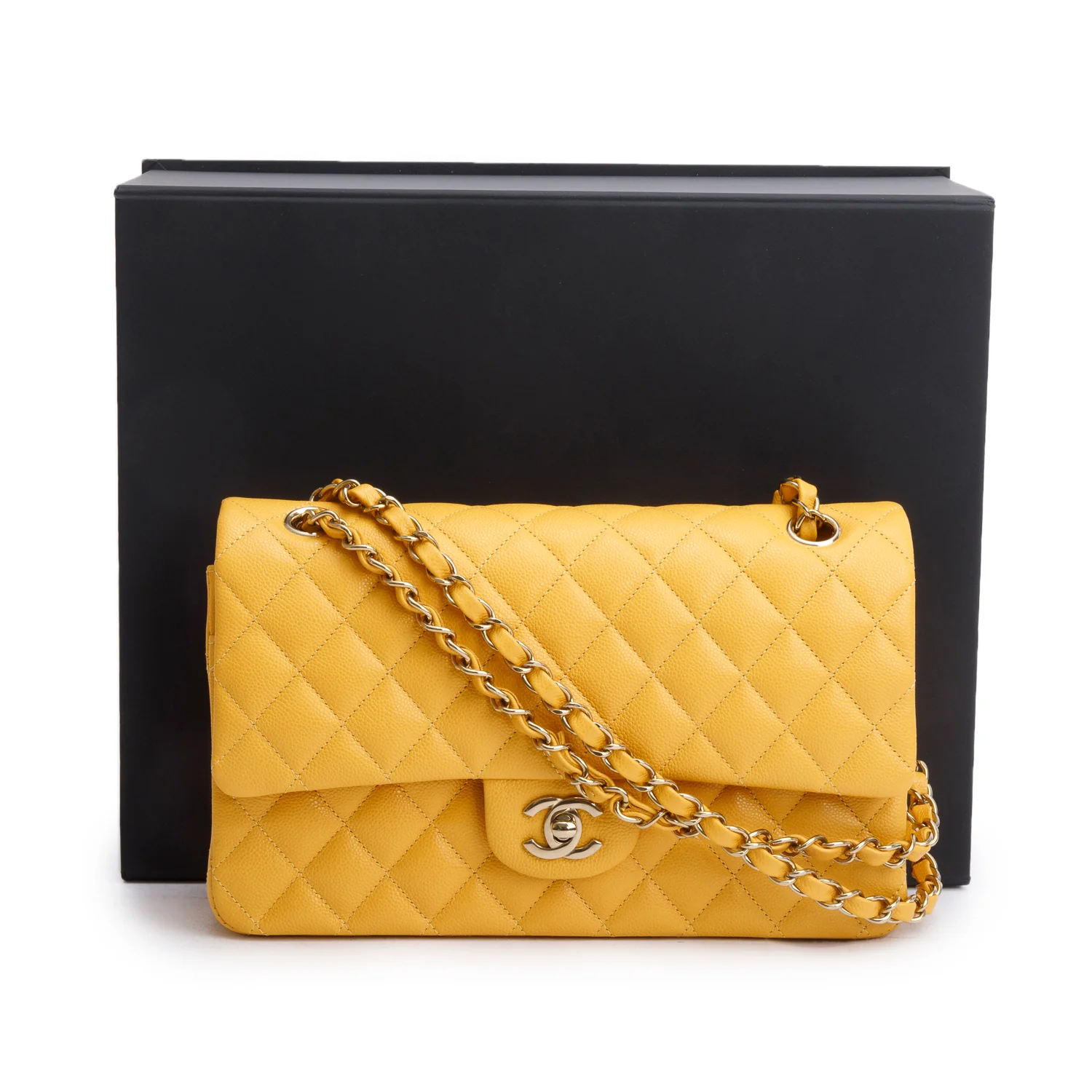 Chanel 2023 Quilted Caviar Leather Classic Medium Double Flap Bag w/ Box - Image 3