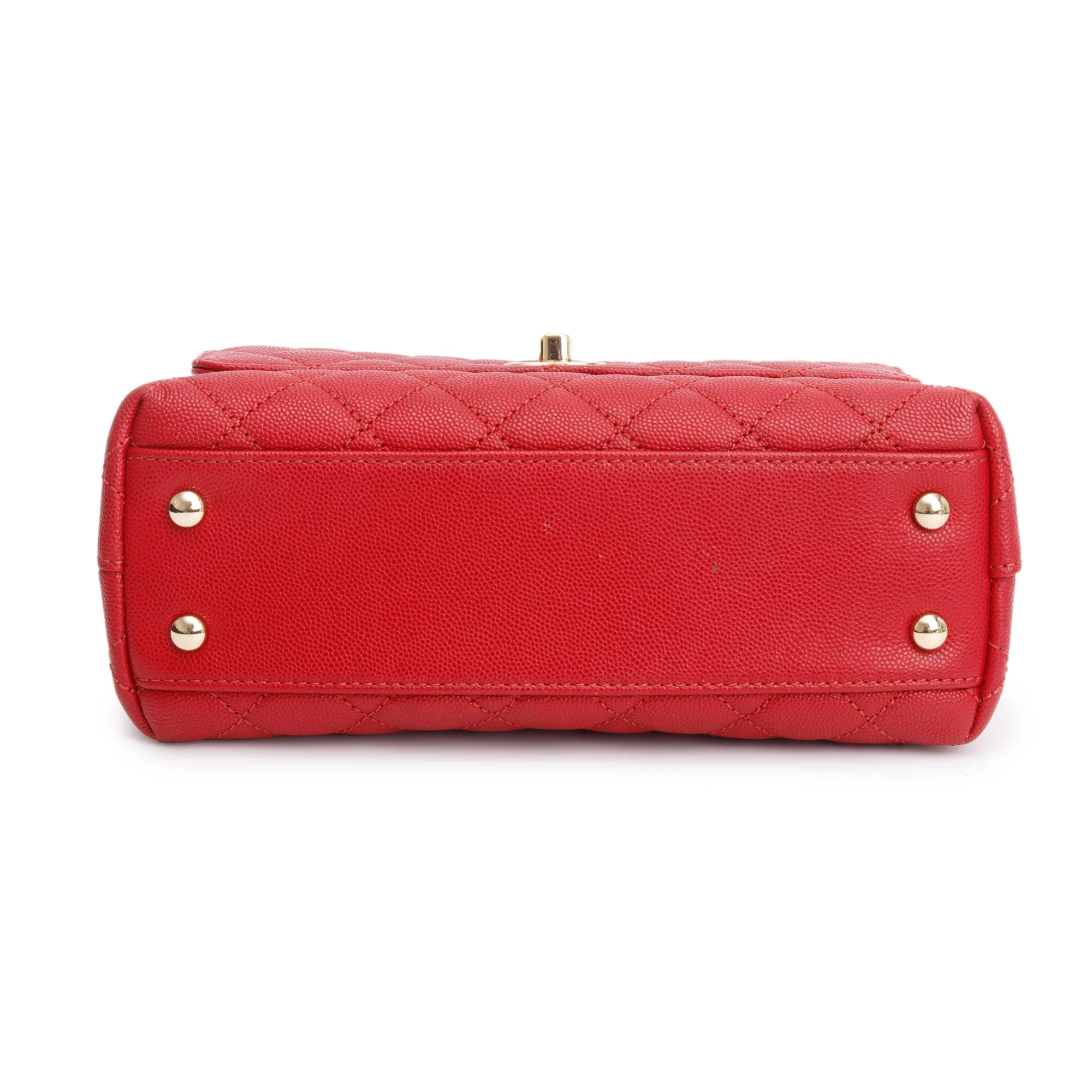 Chanel 2023 Red Quilted Caviar Leather Small Coco Handle Bag w/ Strap - Image 7