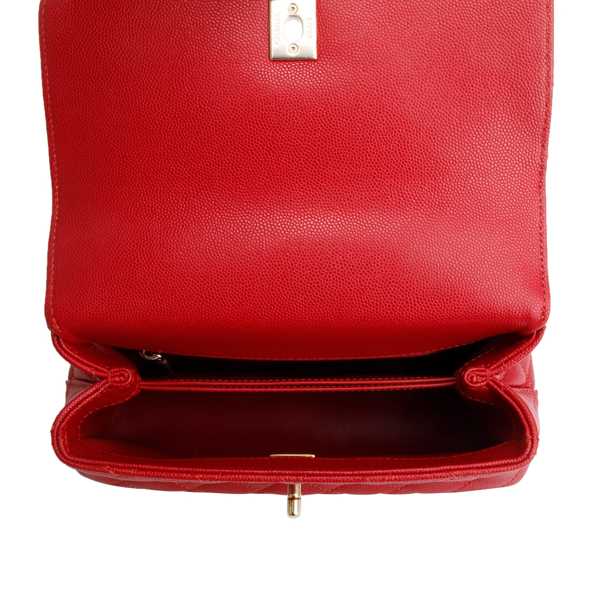 Chanel 2023 Red Quilted Caviar Leather Small Coco Handle Bag w/ Strap - Image 8