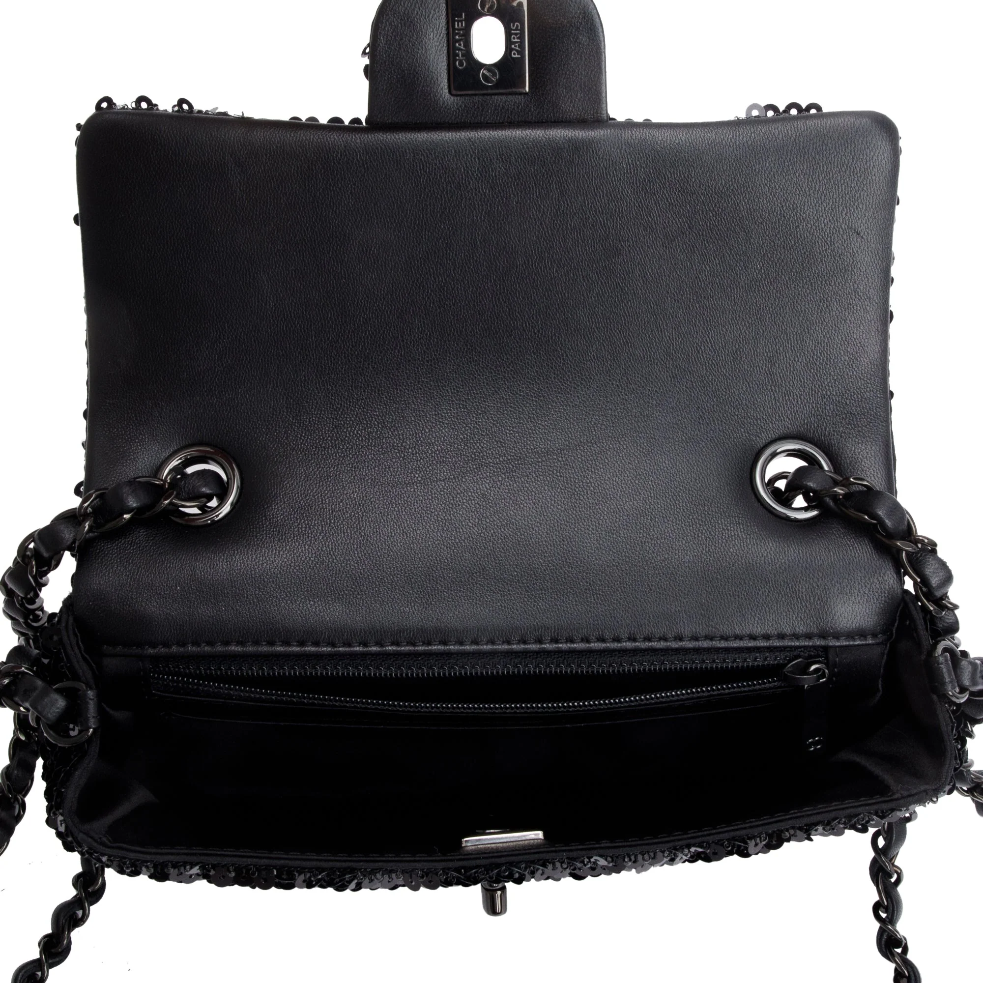 Chanel 2023 So Black Sequin Classic Mini Rectangular Flap Bag w/ Box - Image 7