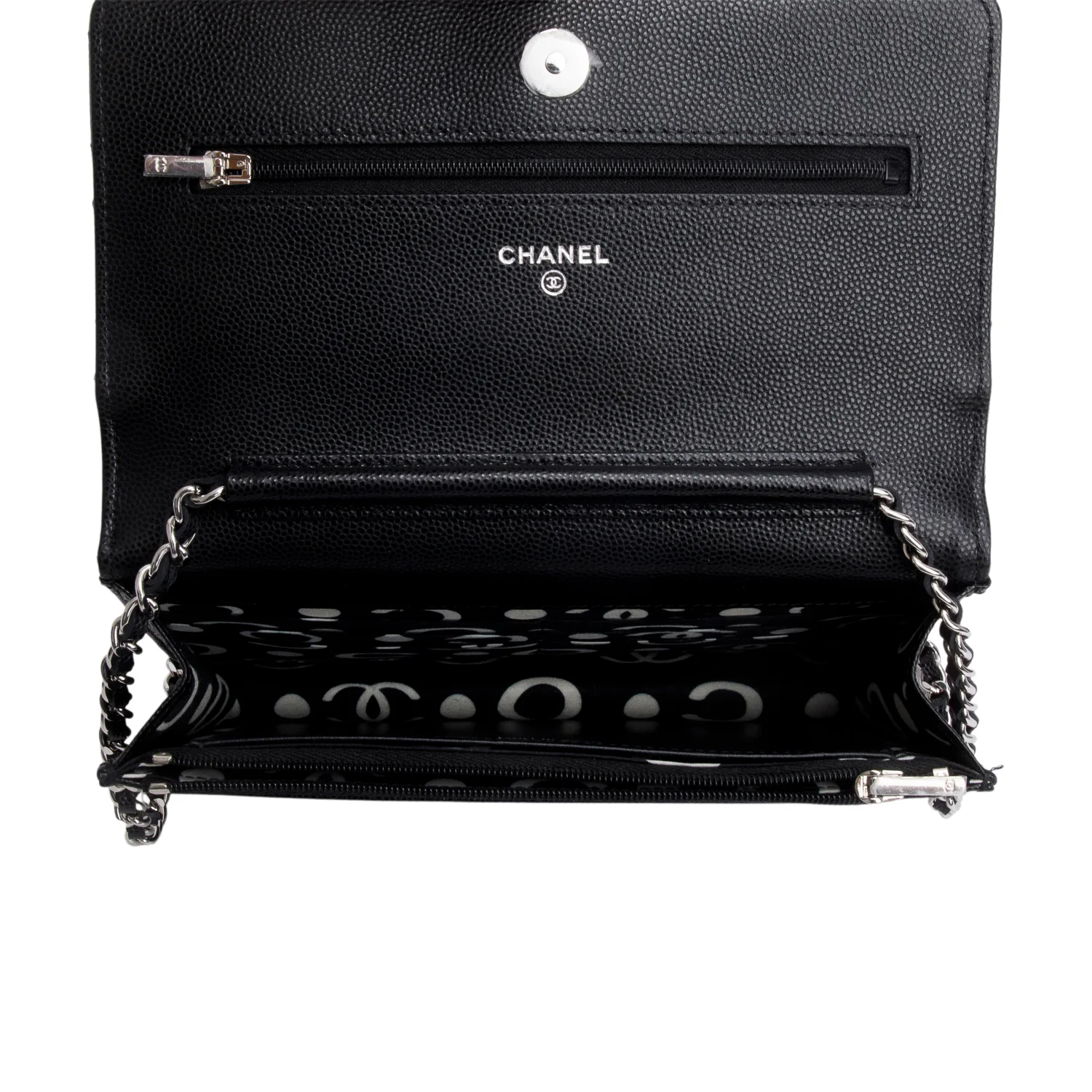 Chanel 2024 Black Quilted Caviar Leather Coco Chanel CC Wallet on Chain w/ Box & Receipt - Image 8