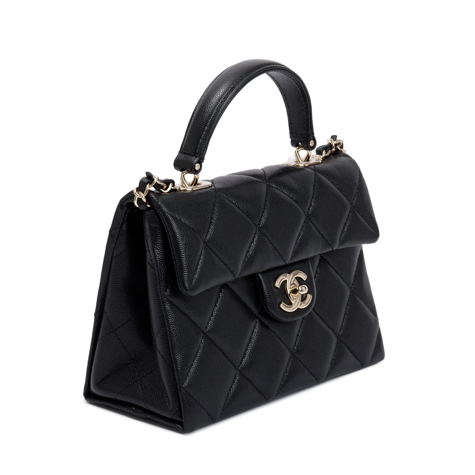 Chanel 2024 Black Quilted Caviar Leather My Retrofit Top Handle Flap Bag w/ Box & Receipt - Image 5
