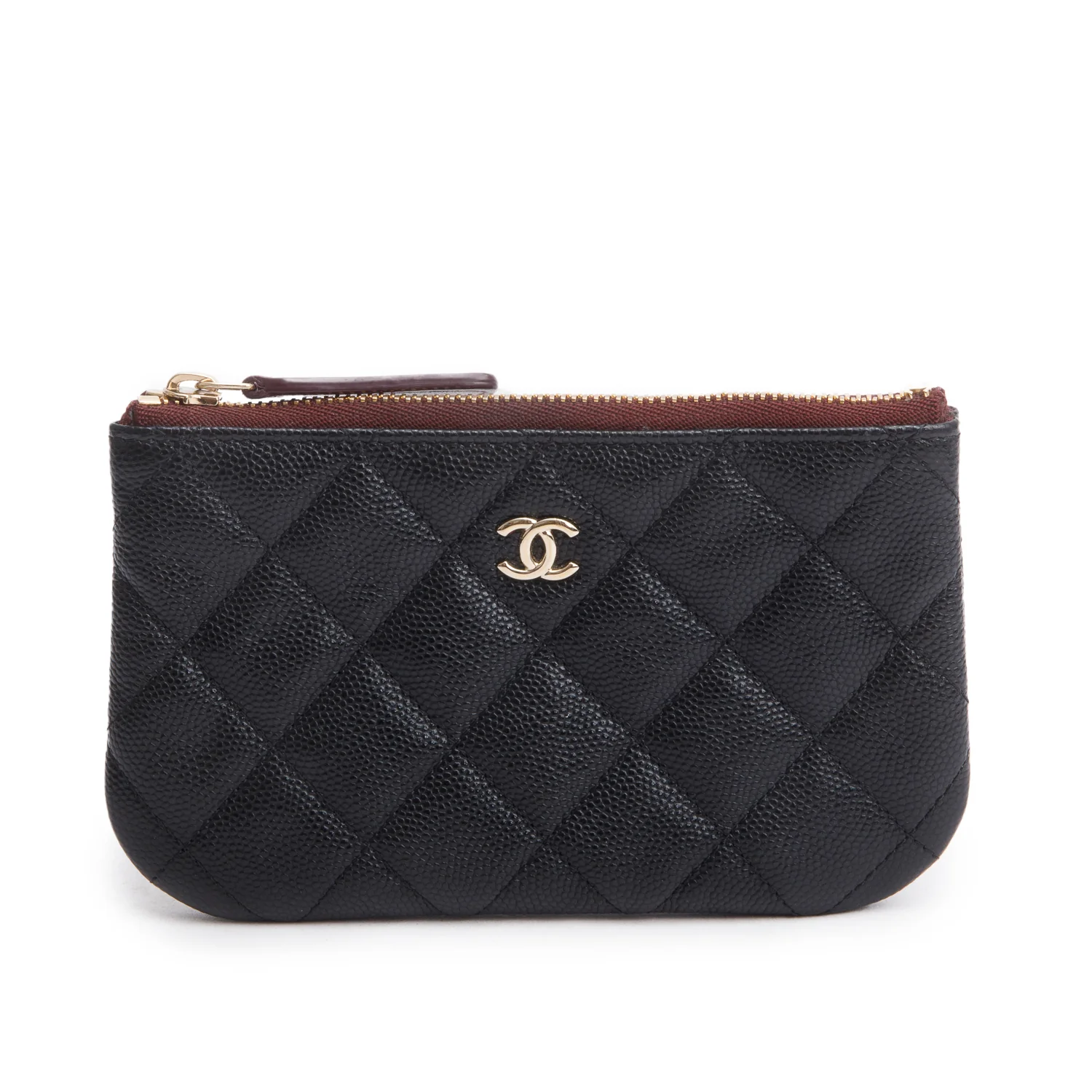 Chanel 2024 Black Quilted Caviar Leather Small Classic Zipped Pouch w/ Box & Receipt