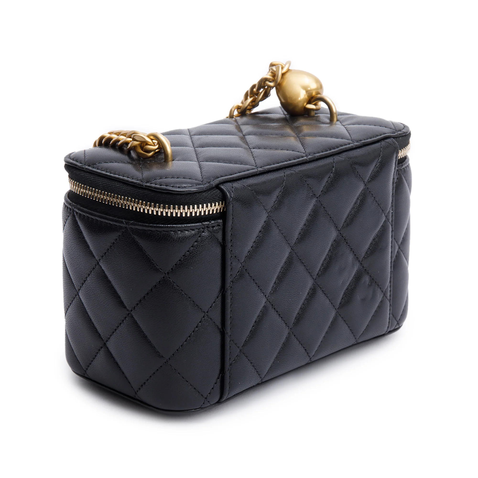 Chanel 2024 Black Quilted Caviar Leather Small Sweet Heart Vanity Case w/ Box & Receipt - Image 7