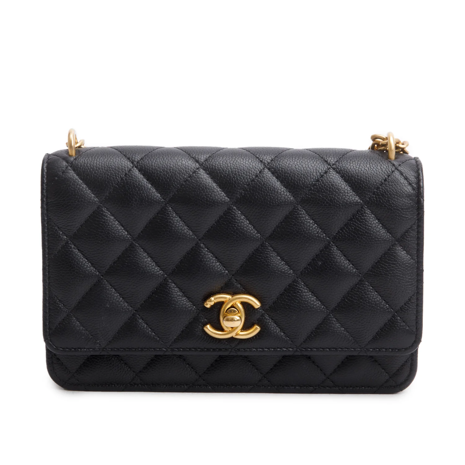 Chanel 2024 Black Quilted Caviar Leather Sweetheart CC Wallet on Chain w/ Box & Receipt - Image 3