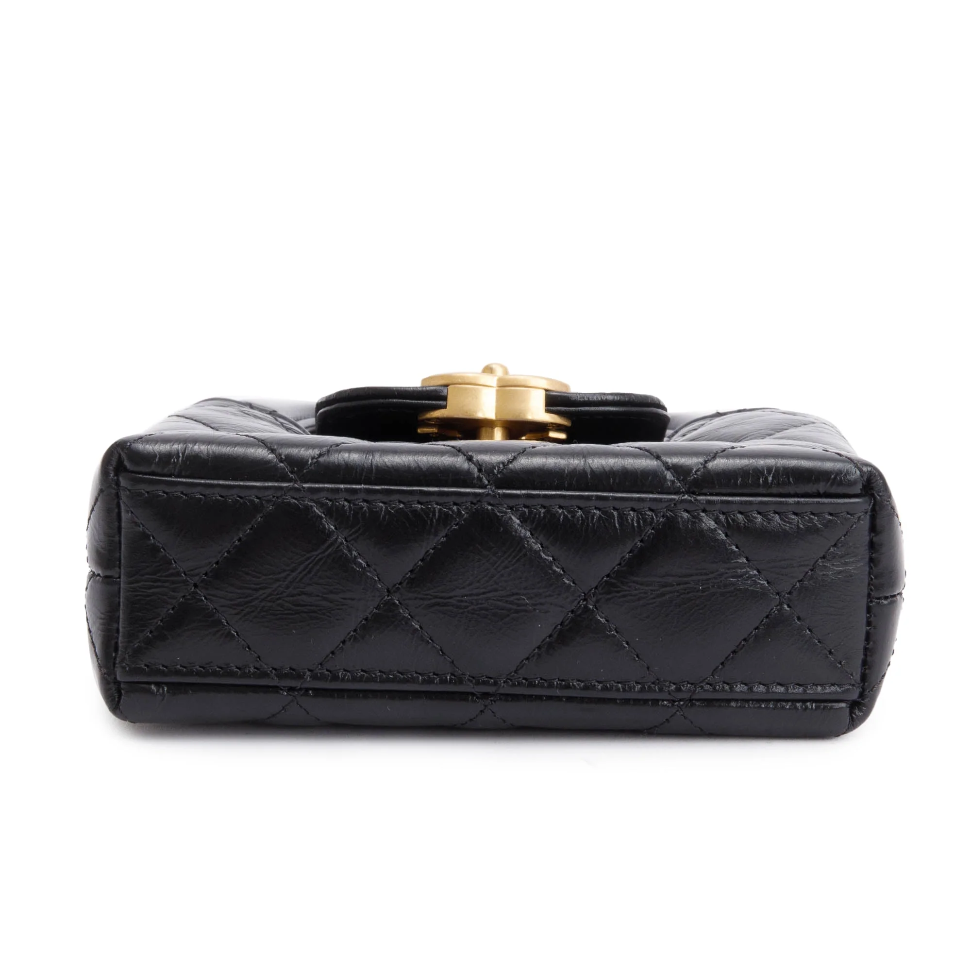 Chanel 2024 Black Shiny Aged Calfskin Leather Nano Kelly Crossbody Bag w/ Box & Receipt - Image 7