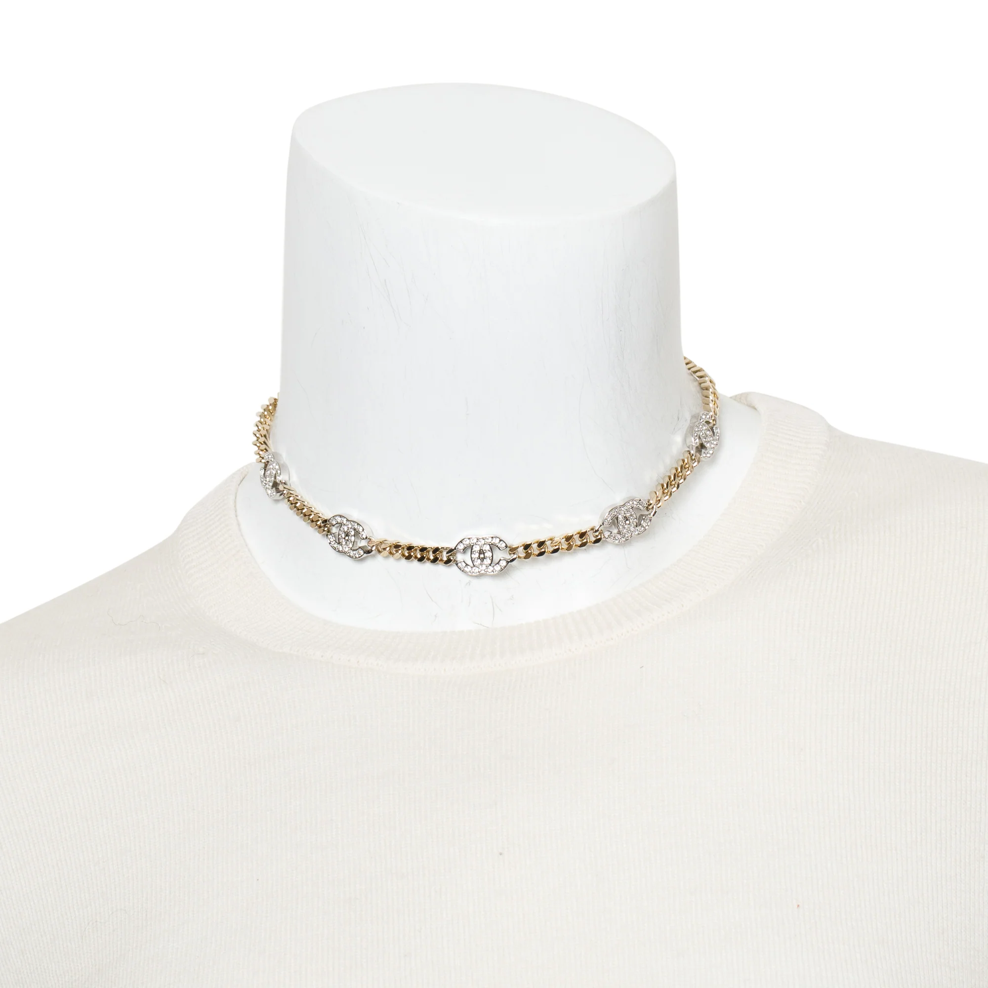 Chanel 2024 Gold Plated Strass CC Choker Necklace w/ Box - Image 2