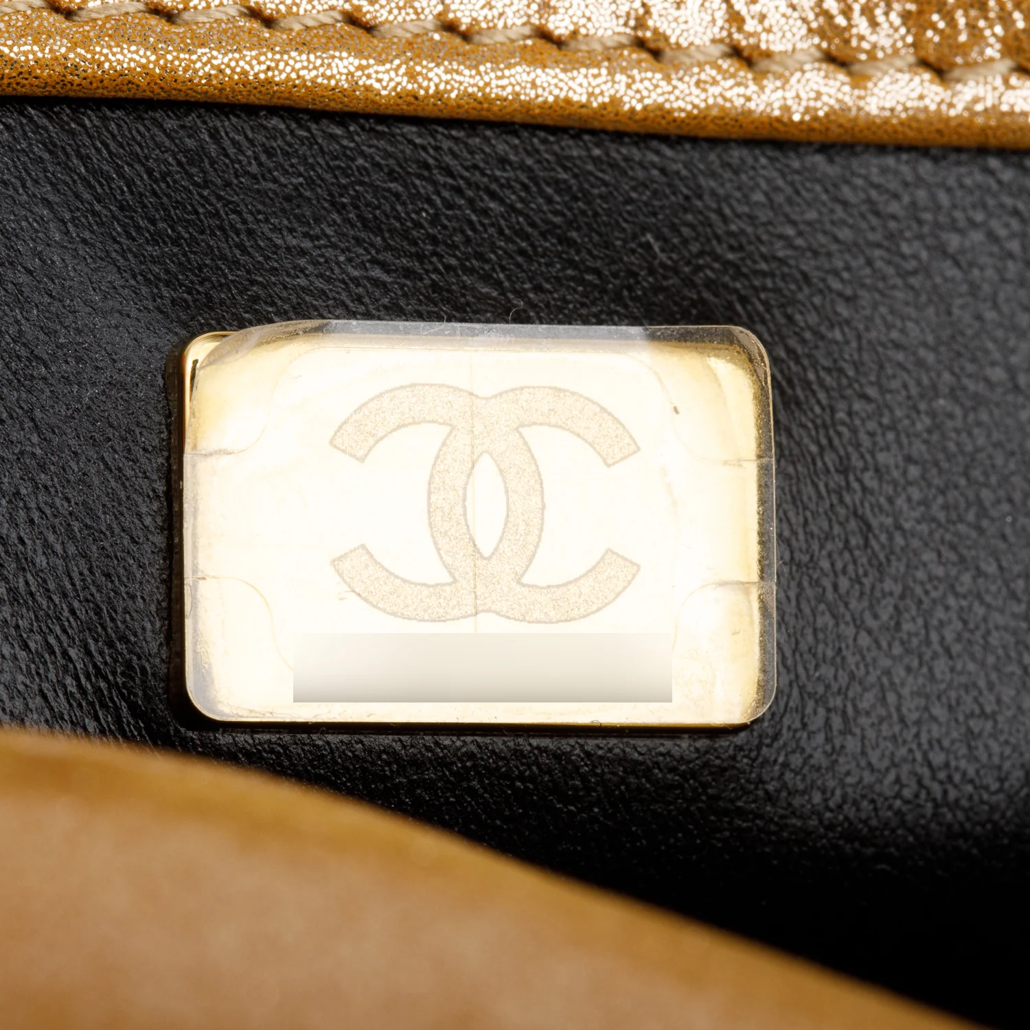 Chanel 2024 Metallic Gold Lambskin Quilted Mini CC Crystal Logo Chain Flap w/ Box & Receipt - Image 10
