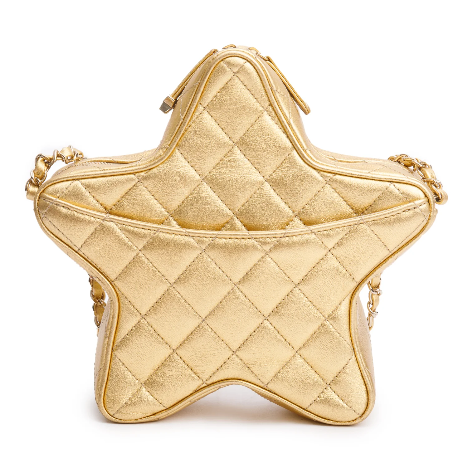 Chanel 2024 Metallic Gold Leather Walk Of Fame Star Crossbody Bag w/ Box - Image 6