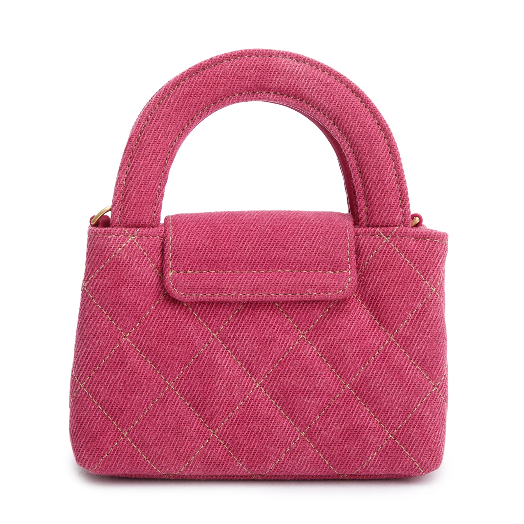 Chanel 2024 Pink Quilted Denim Nano Kelly Crossbody Bag w/ Box & Receipt - Image 6