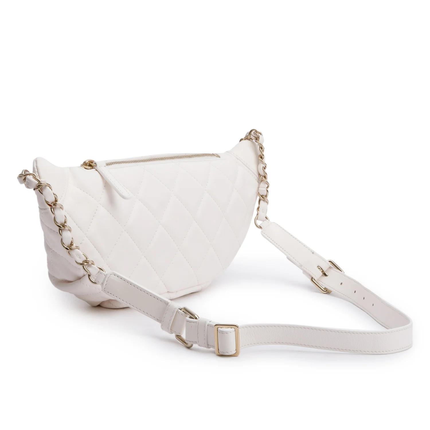 Chanel 2024 White Quilted Calfskin Leather Belt Bag - Image 4