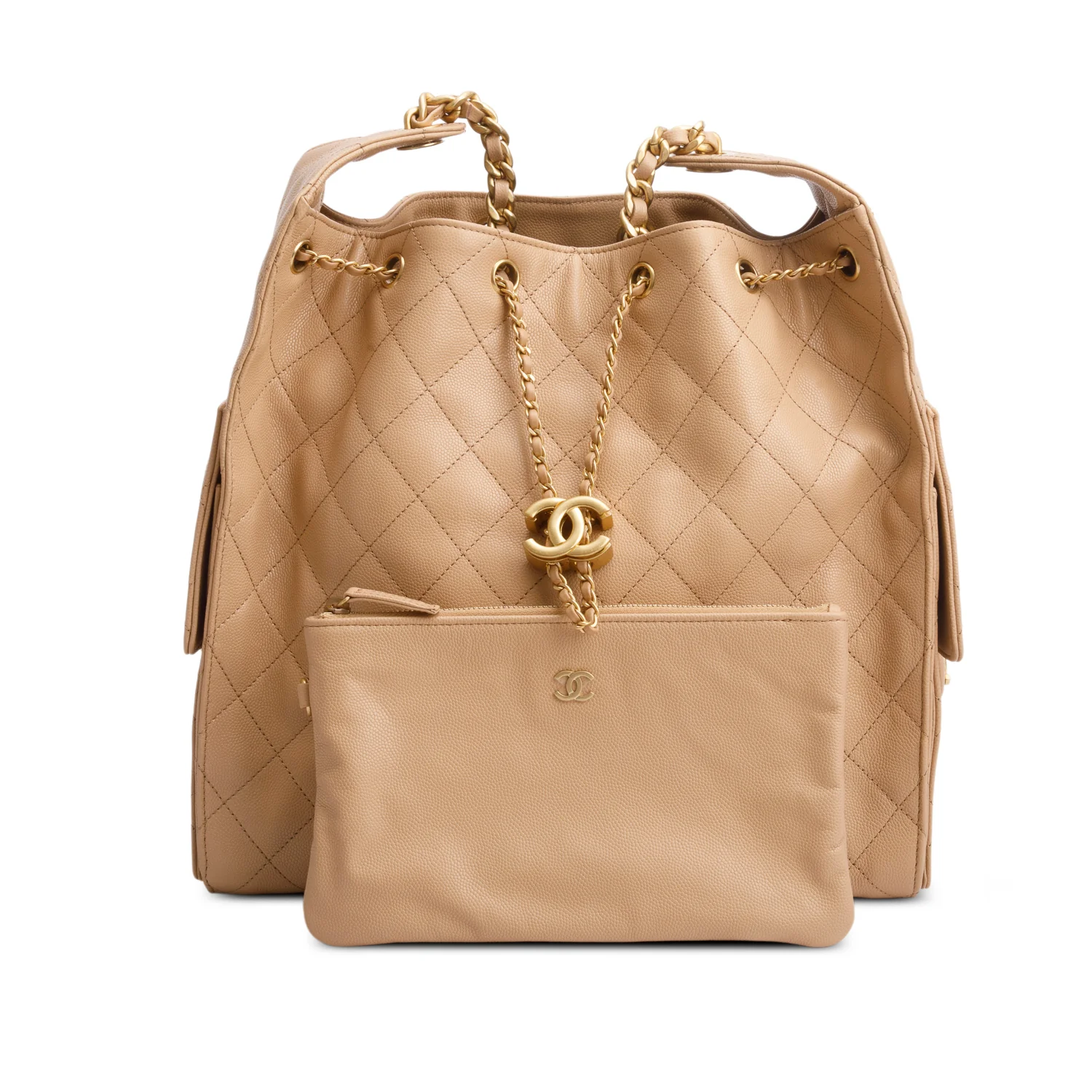 Chanel 2025 Beige Caviar Quilted Medium 25 Handbag w/ Box & Receipt - Image 9