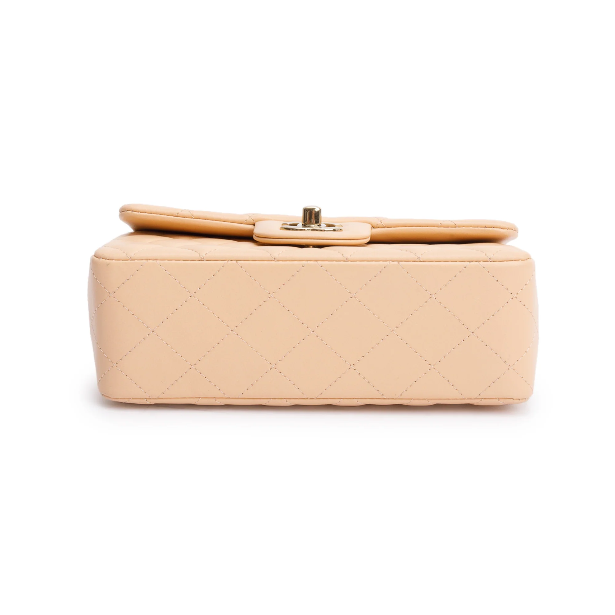Chanel 2025 Beige Quilted Lambskin Leather Classic Mini Rectangular Flap Bag w/ Box & Receipt - Image 8