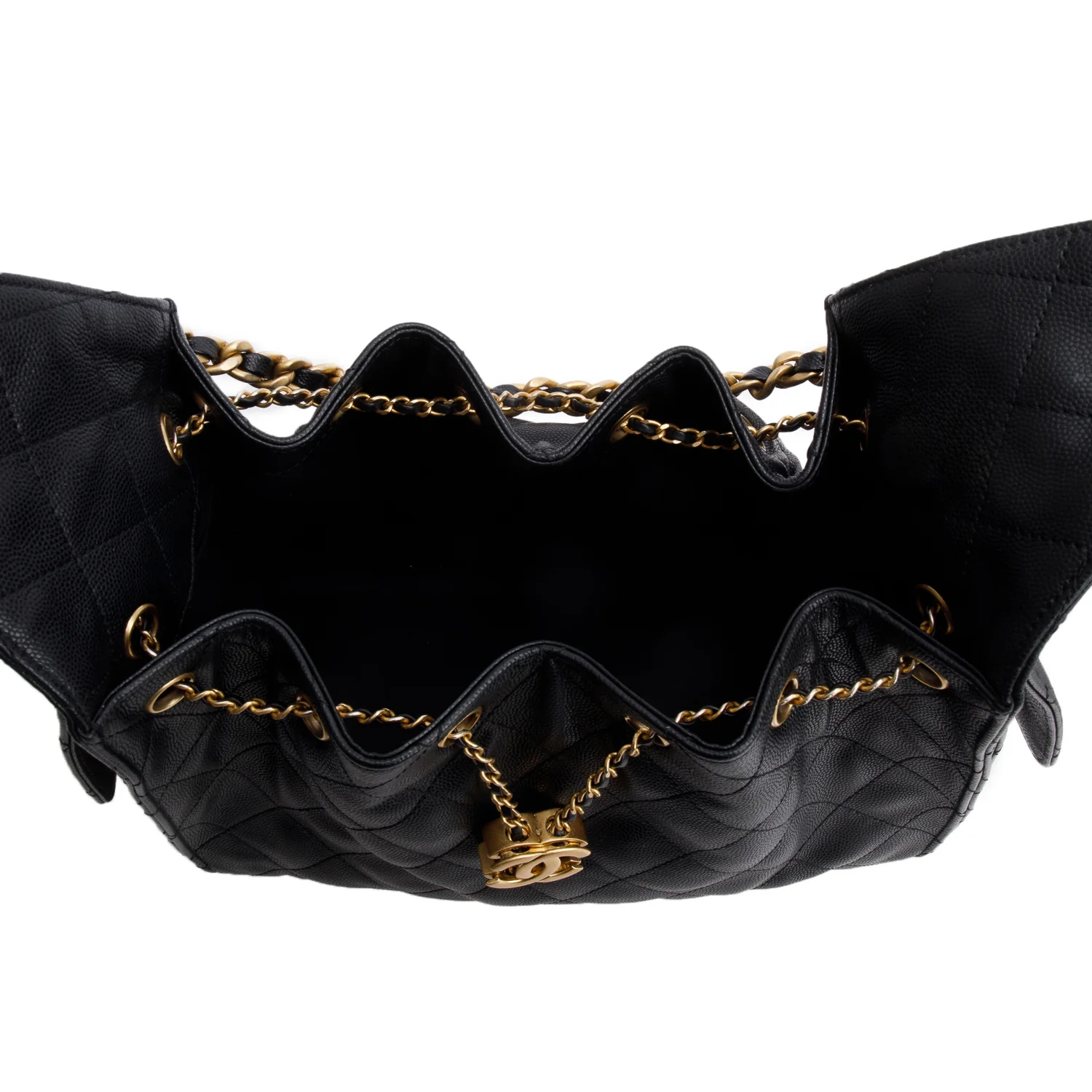Chanel 2025 Black Caviar Leather 25 Small Bucket Bag w/ Box & Receipt - Image 9