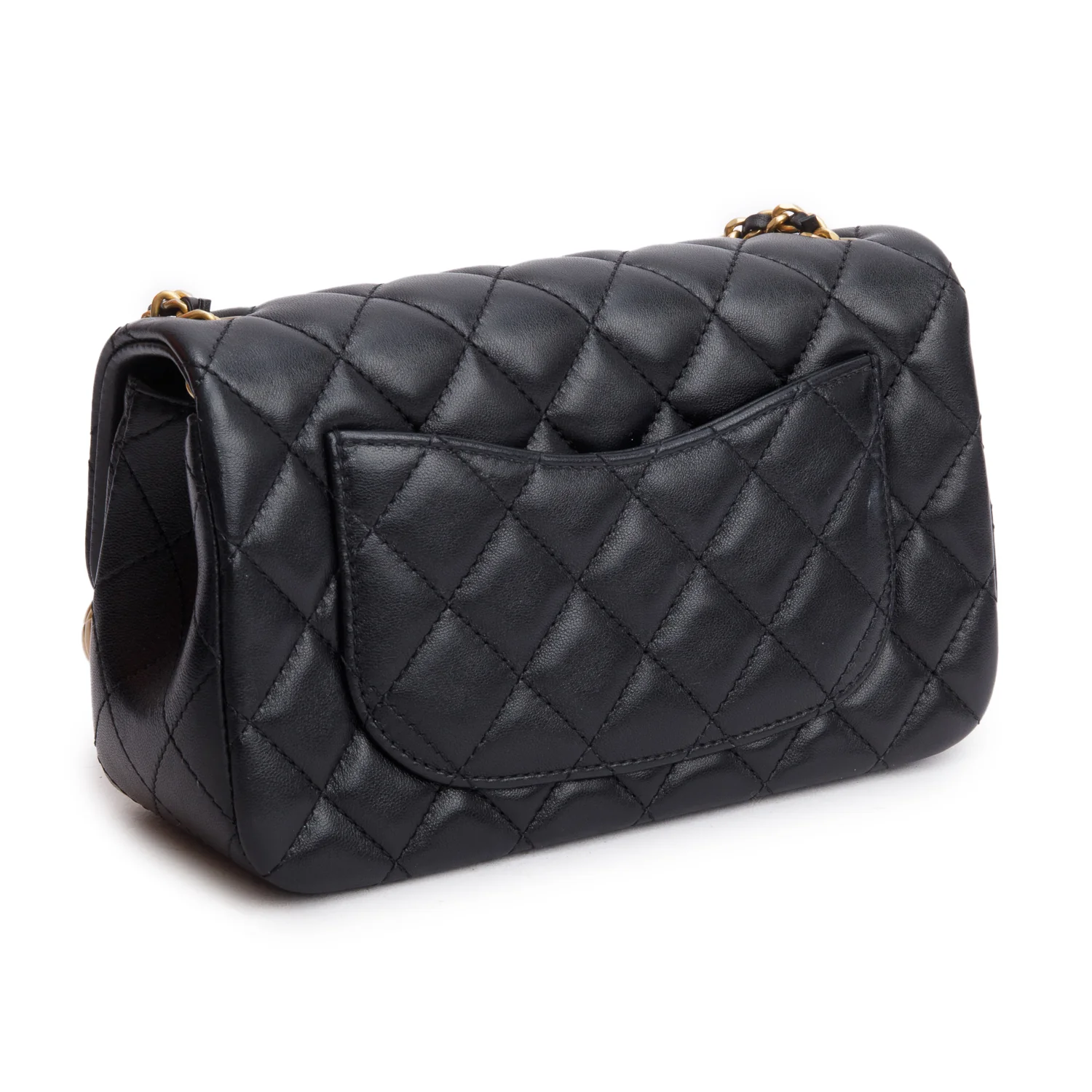 Chanel 2025 Black Quilted Lambskin Pearl Crush Mini Rectangular Flap Bag w/ Receipt - Image 6