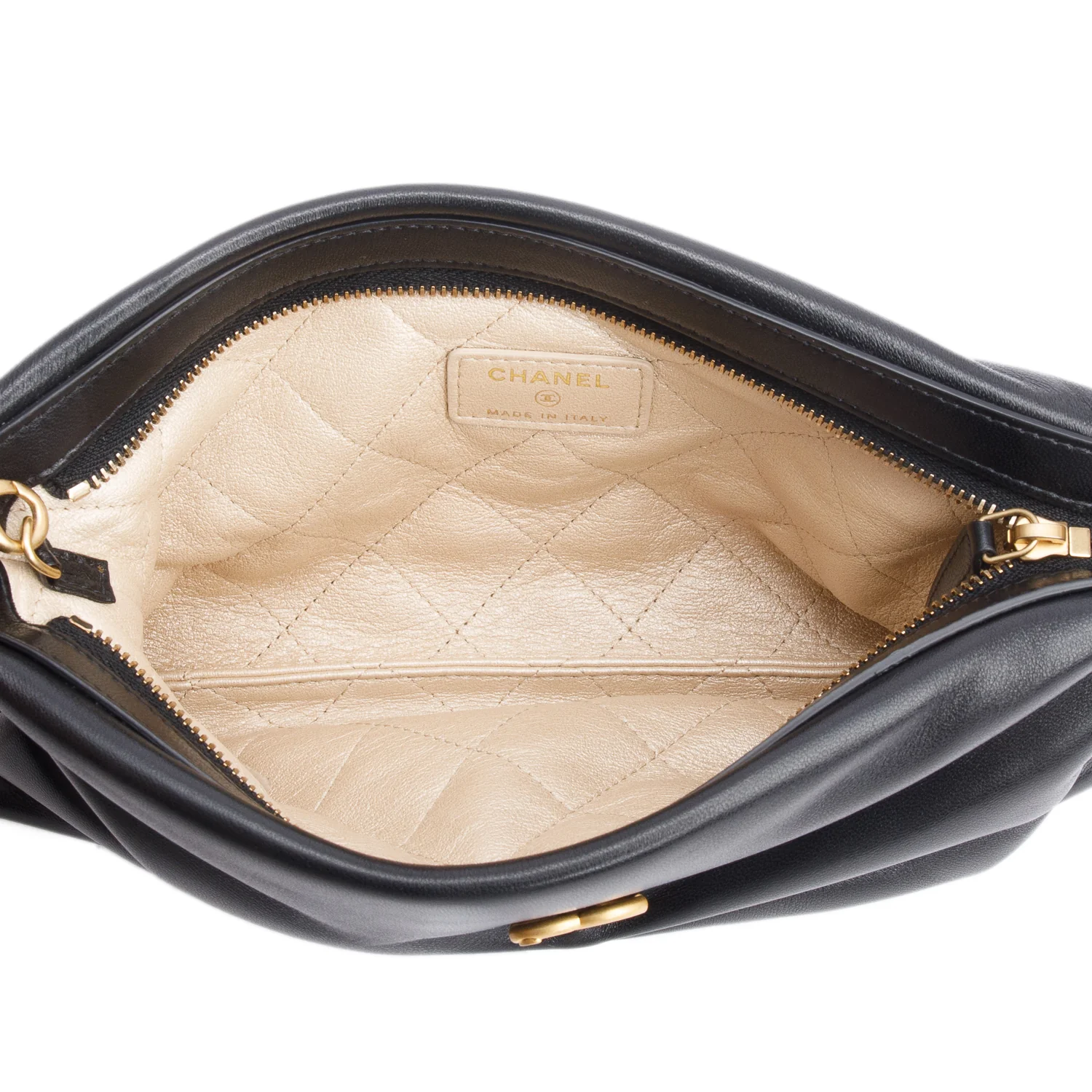 Chanel 2025 Black Shiny Lambskin Pearl Clutch w/ Chain & Box - Image 8
