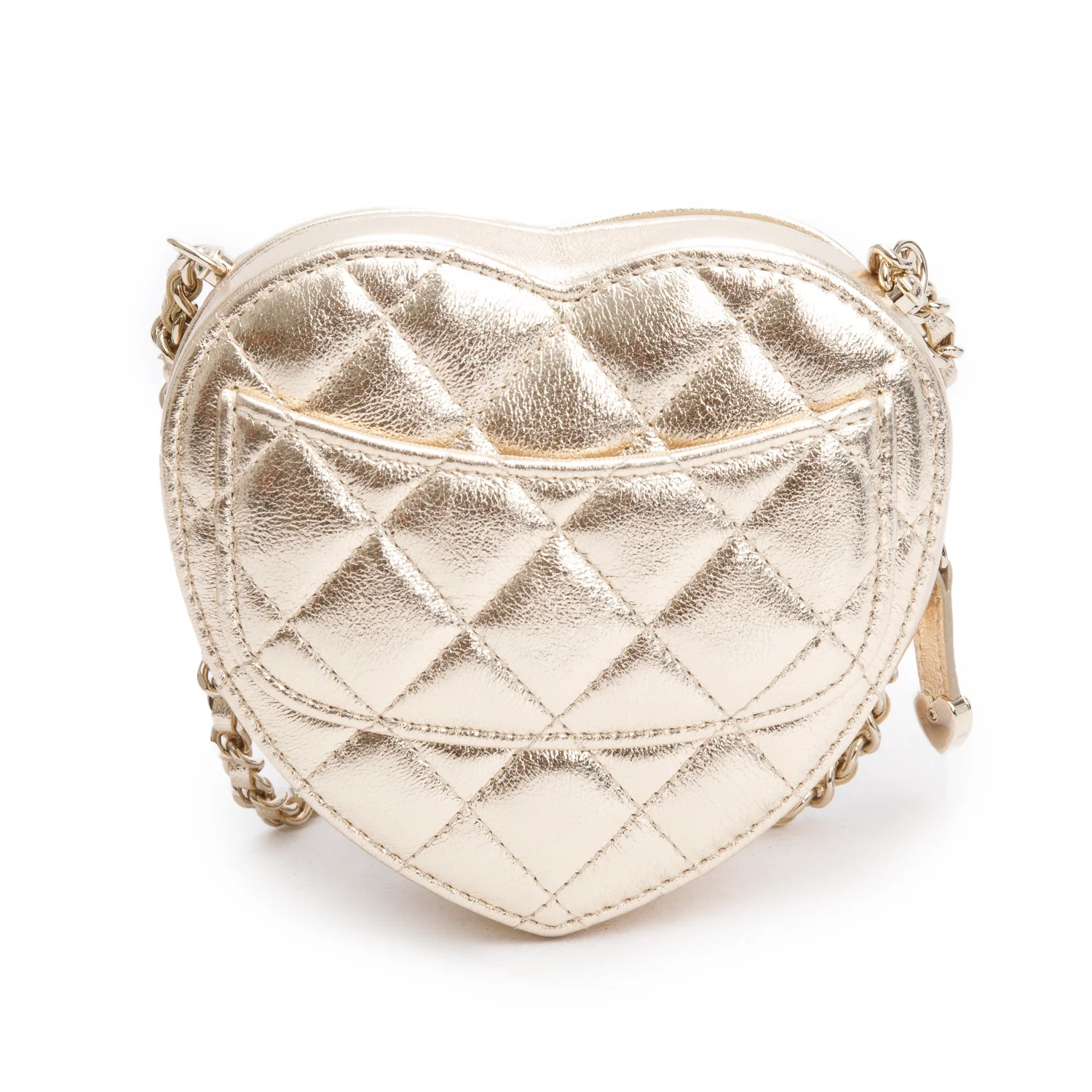 Chanel 2025 Gold Lambskin Quilted CC In Love Mini Heart Bag w/ Box & Receipt - Image 6