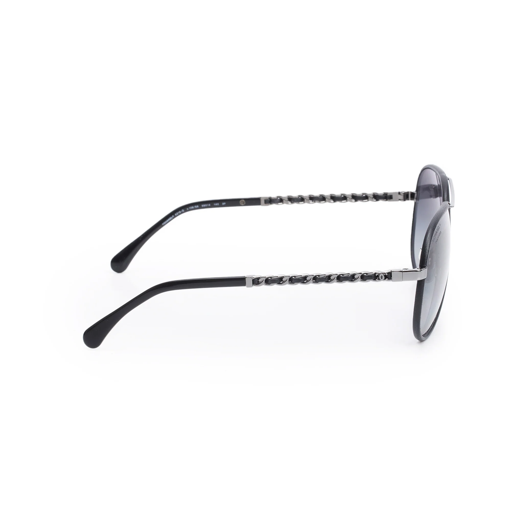 Chanel 4219-Q Gun-Metal Chain-Link Accent Aviator Sunglasses w/ Case - Image 3