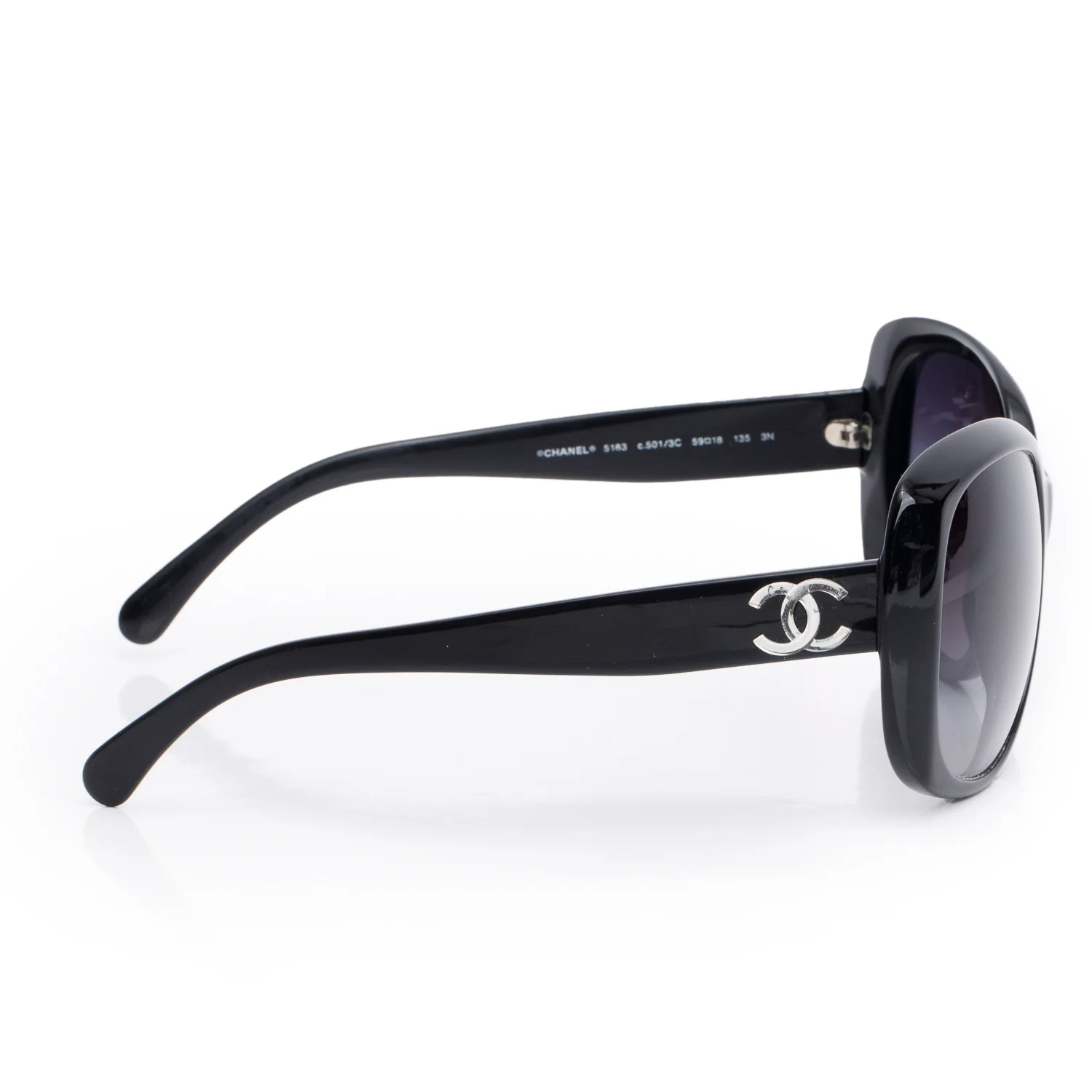 Chanel 5183 Black Acetate CC Square Sunglasses w/ Box & Case - Image 3