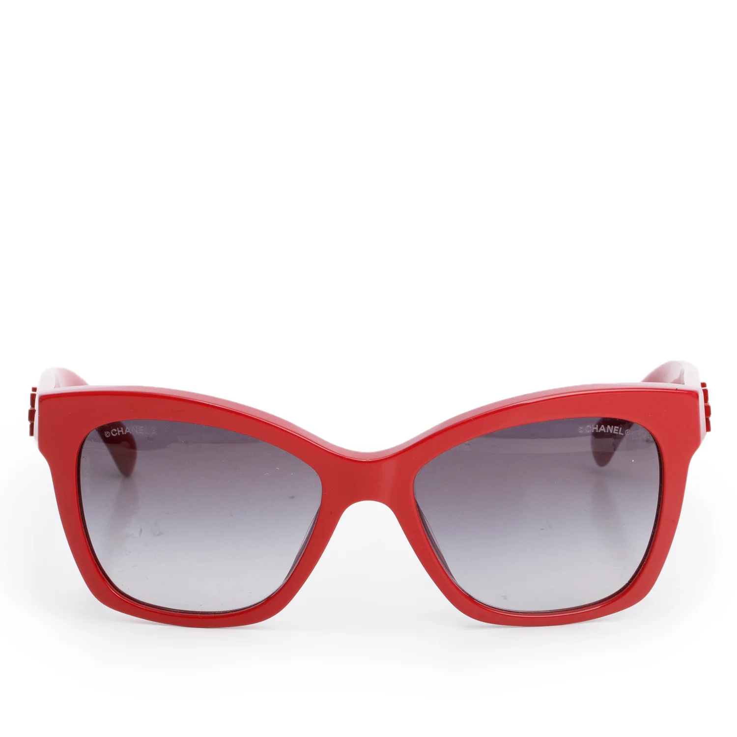 Chanel 5313 Red Acetate CC Boy Accent Butterfly Sunglasses w/ Case