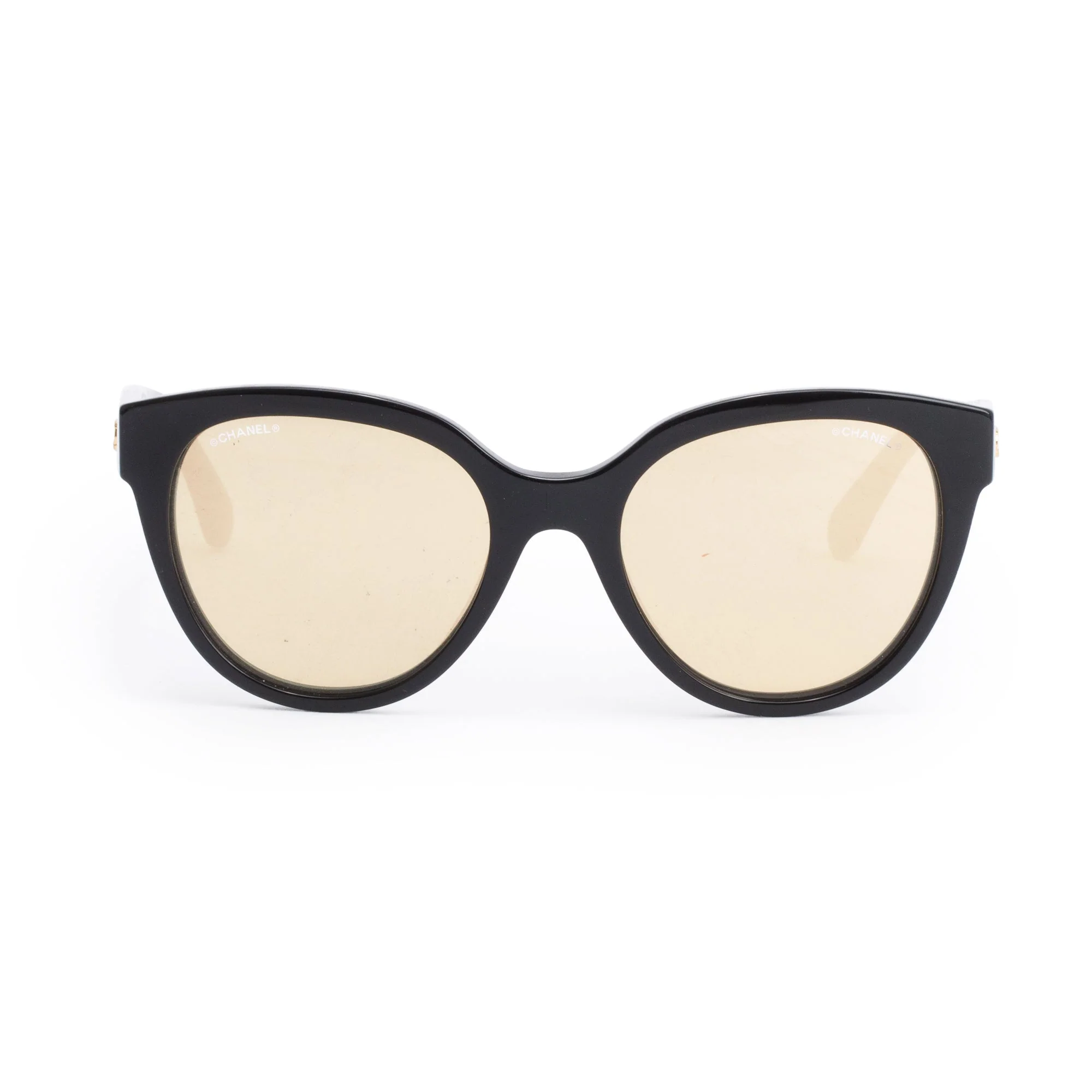 Chanel 5414 Black Acetate CC Logo Butterfly Mirrored Sunglasses w/ Case