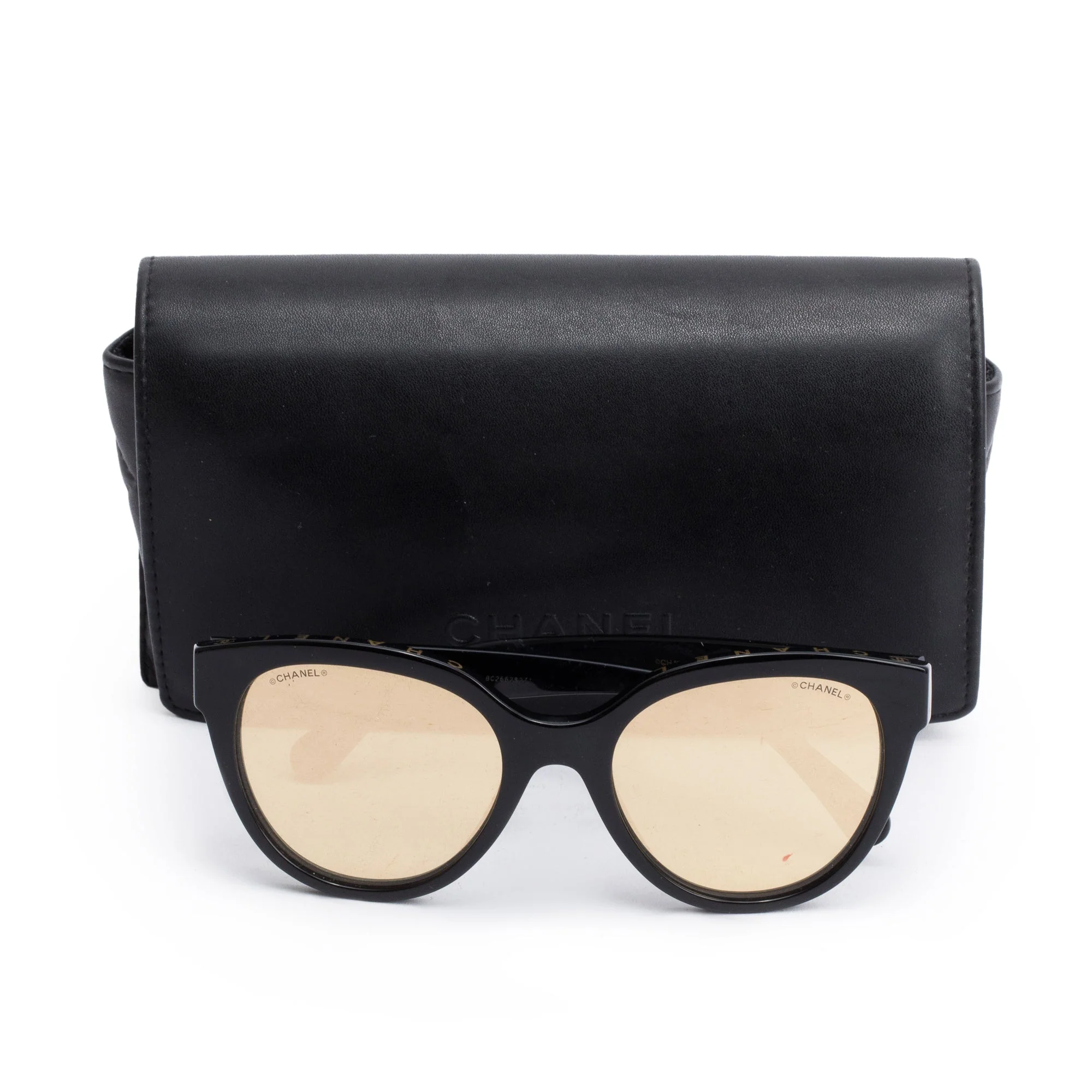 Chanel 5414 Black Acetate CC Logo Butterfly Mirrored Sunglasses w/ Case - Image 2
