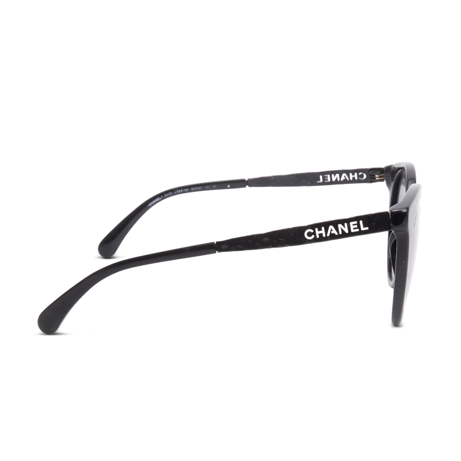 Chanel 5440 Black Acetate Logo Polarized Round Sunglasses - Image 2